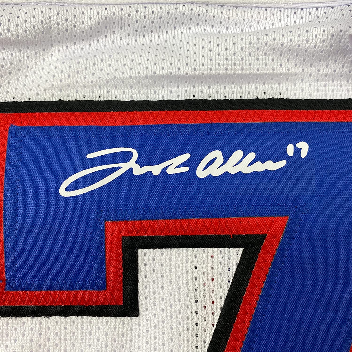 Framed Facsimile Autographed Josh Allen 35x39 Buffalo White Reprint Laser Auto Football Jersey Size Men's XL