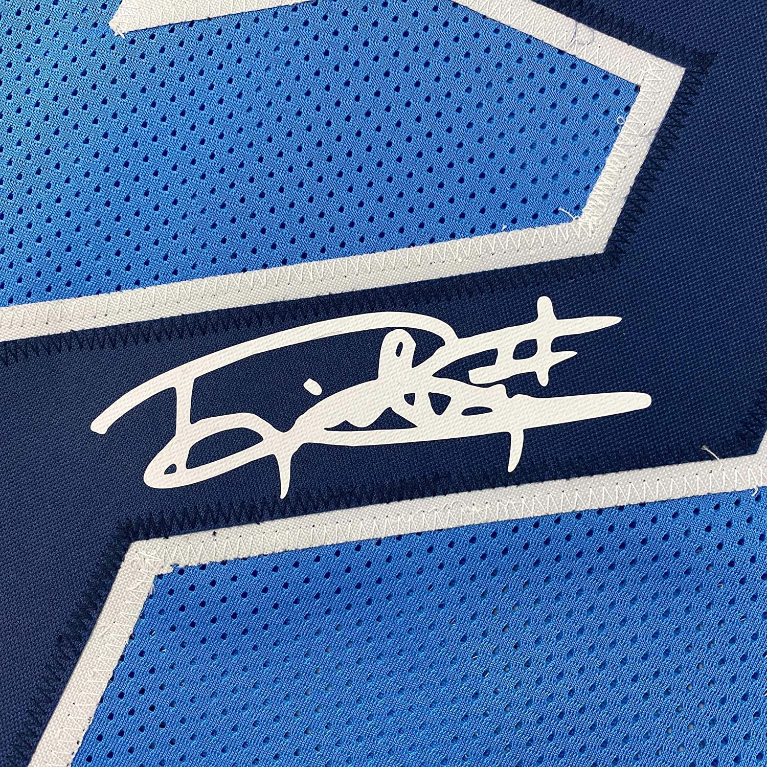 Framed Facsimile Autographed Derrick Henry 35x39 Tennessee Light Blue Reprint Laser Auto Football Jersey