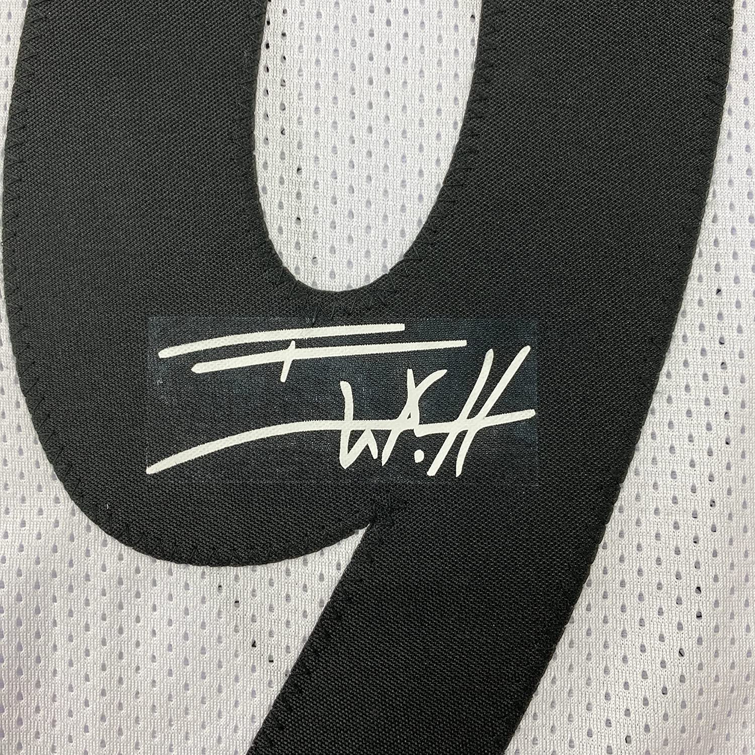 Framed Facsimile Autographed T.J. TJ Watt 35x39 Pittsburgh White Reprint Laser Auto Football Jersey Size Men's XL