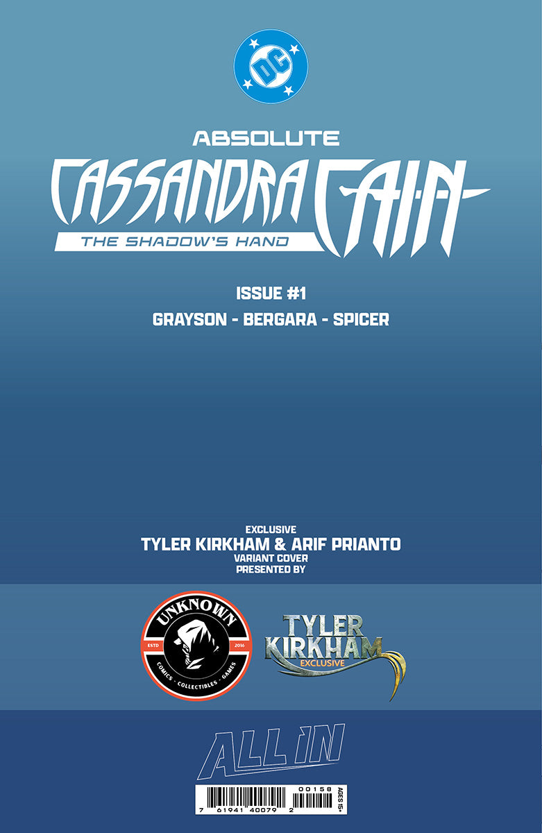 ABSOLUTE CASSANDRA CAIN THE SHADOW'S HAND #1 (ONE SHOT) TYLER KIRKHAM BATTLE DAMAGED EXCLUSIVE VAR (09/09/2026) (09/16/2026)