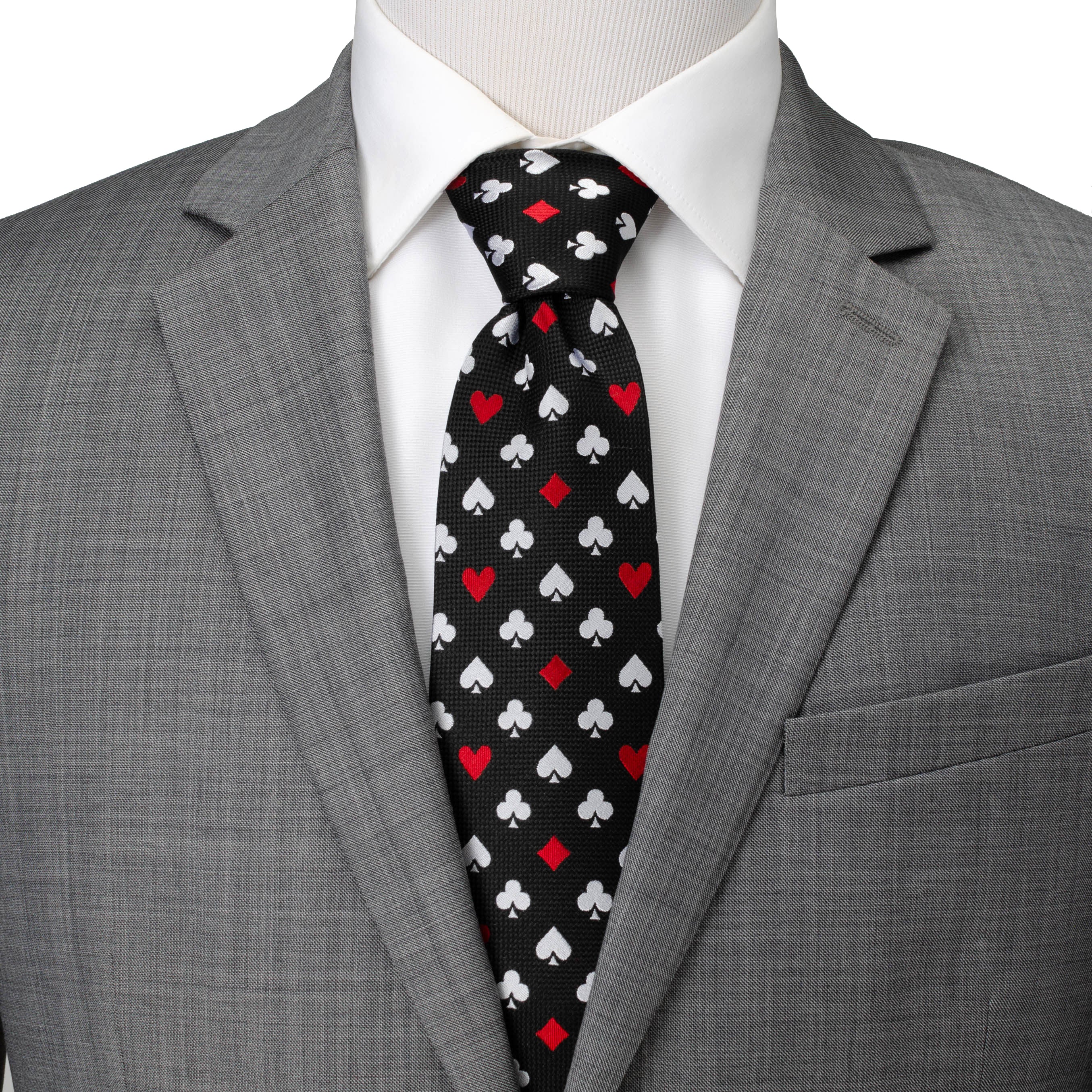 Card Suits Vegas Hidden Message Black Men's Tie