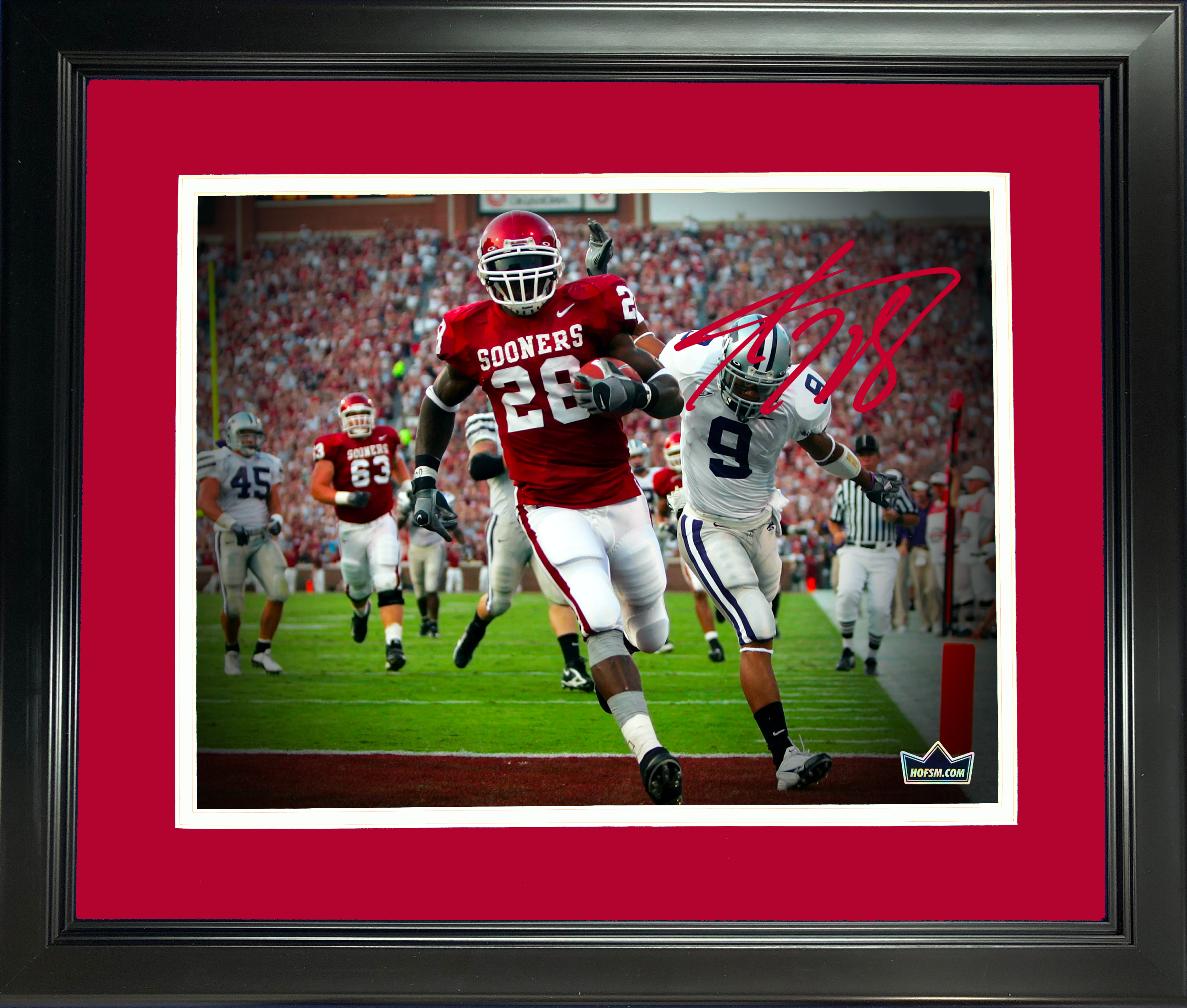 Framed Adrian Peterson Facsimile Laser Engraved Signature Auto Oklahoma Sooners 11"x14"College Football Photo HOFSM Holo