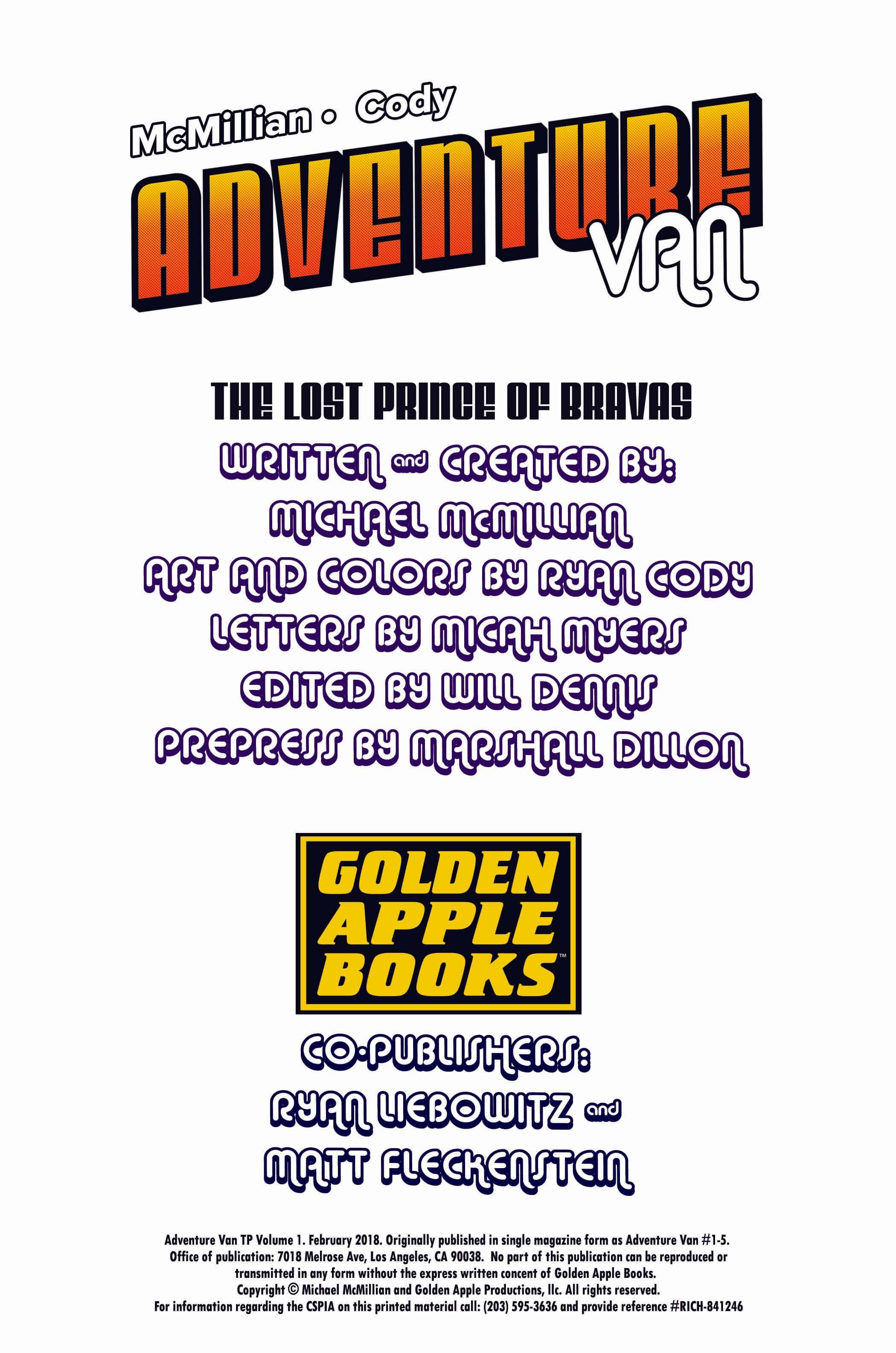 ADVENTURE VAN TP Vol 1 by Michael McMillian and Ryan Cody (Golden Apple Books)