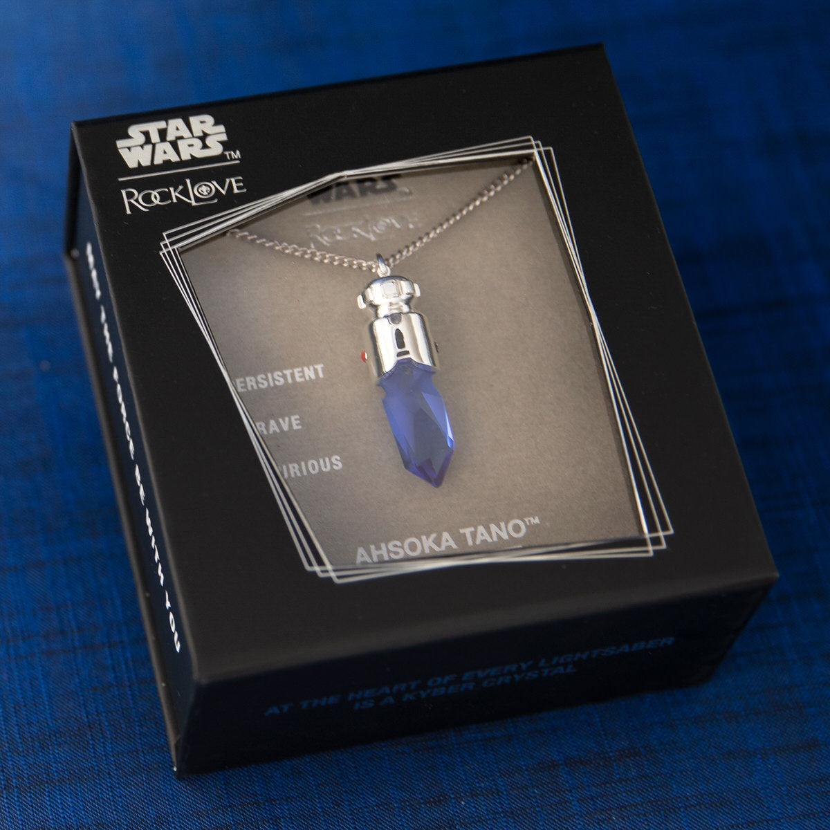 Star Wars X RockLove Padawan Ahsoka Tano Blue Kyber Crystal Necklace