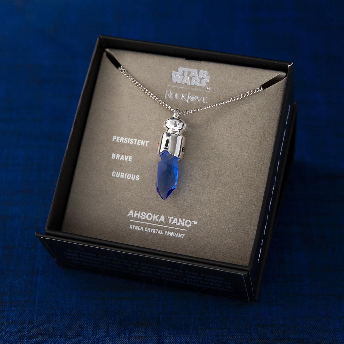 Star Wars X RockLove Padawan Ahsoka Tano Blue Kyber Crystal Necklace