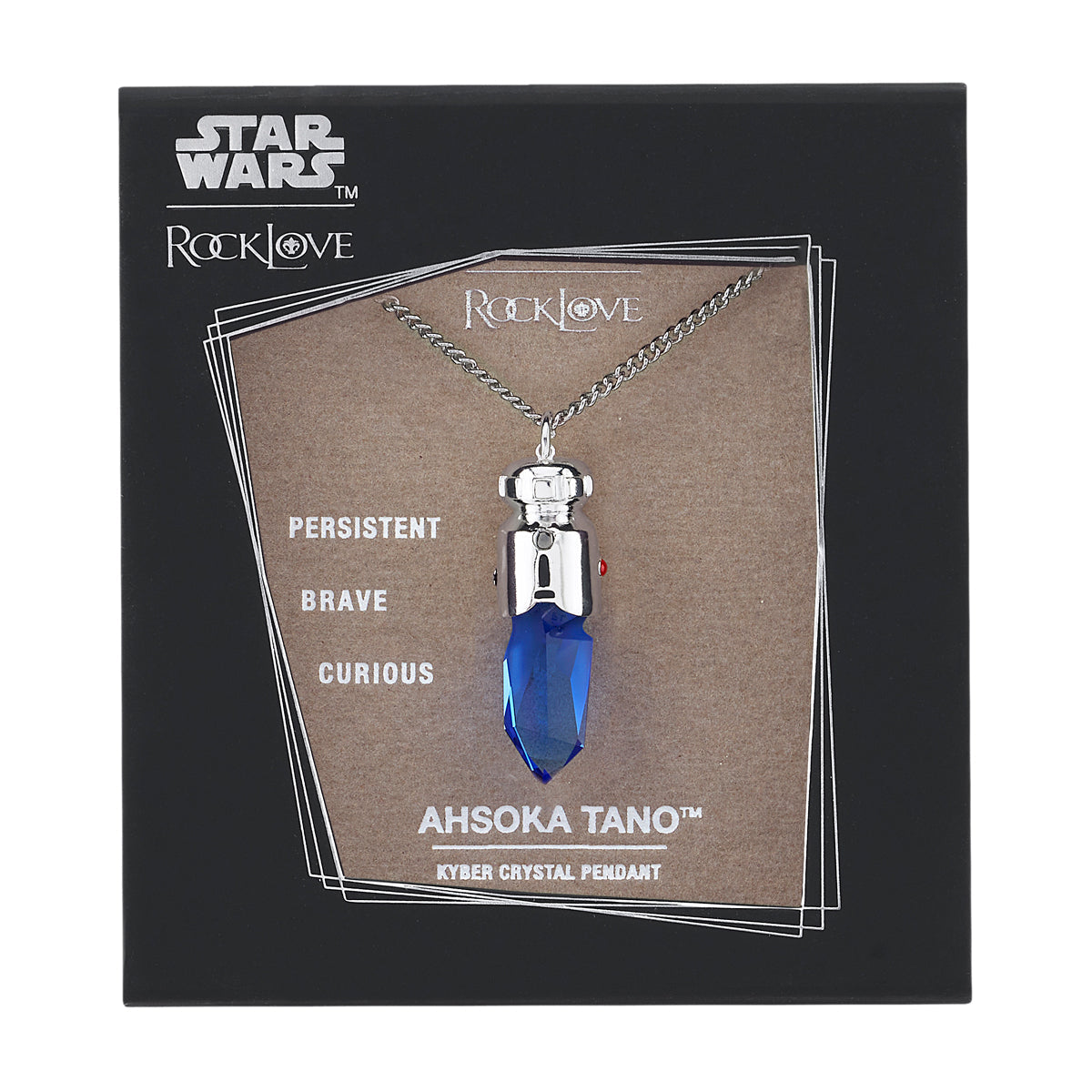 Star Wars X RockLove Padawan Ahsoka Tano Blue Kyber Crystal Necklace