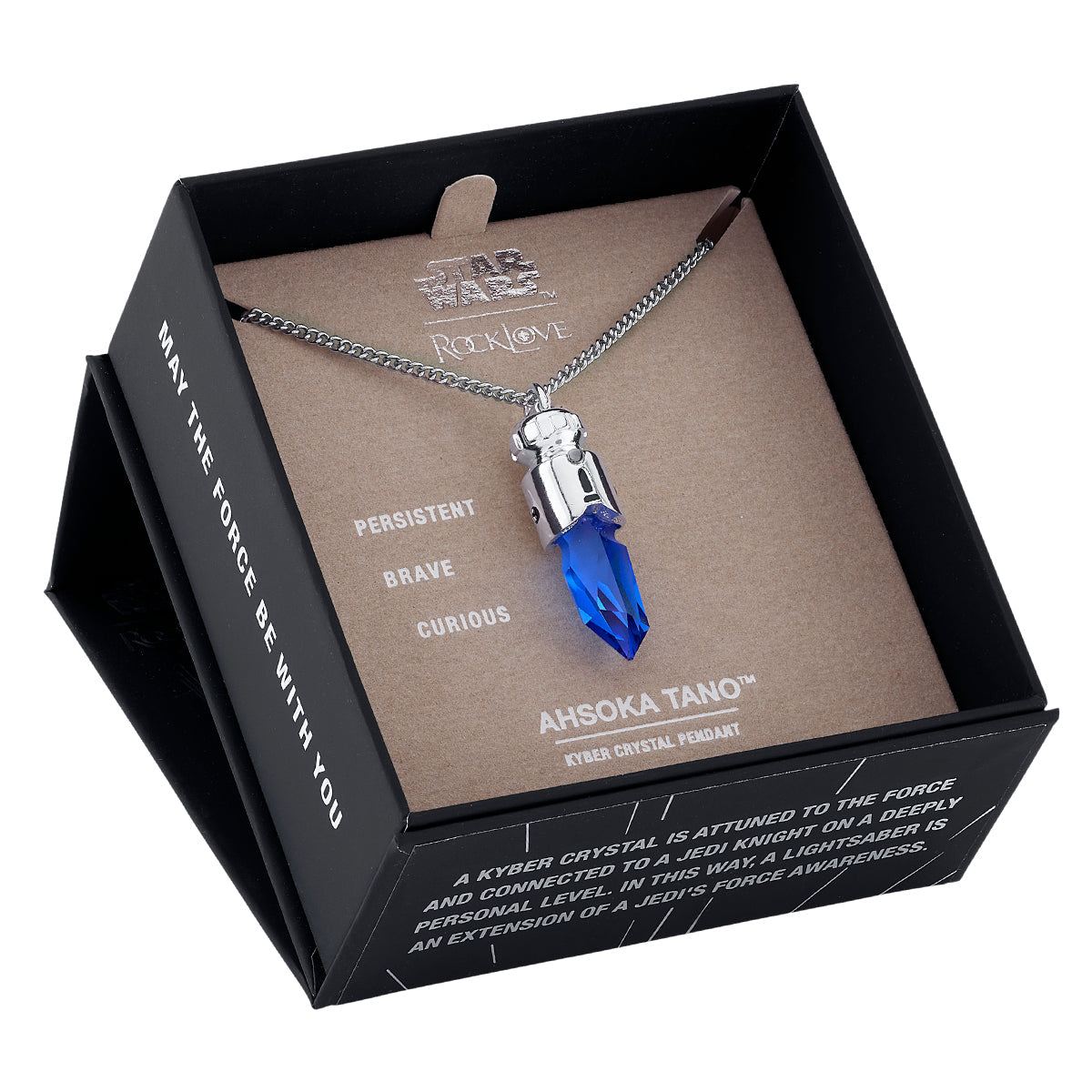 Star Wars X RockLove Padawan Ahsoka Tano Blue Kyber Crystal Necklace