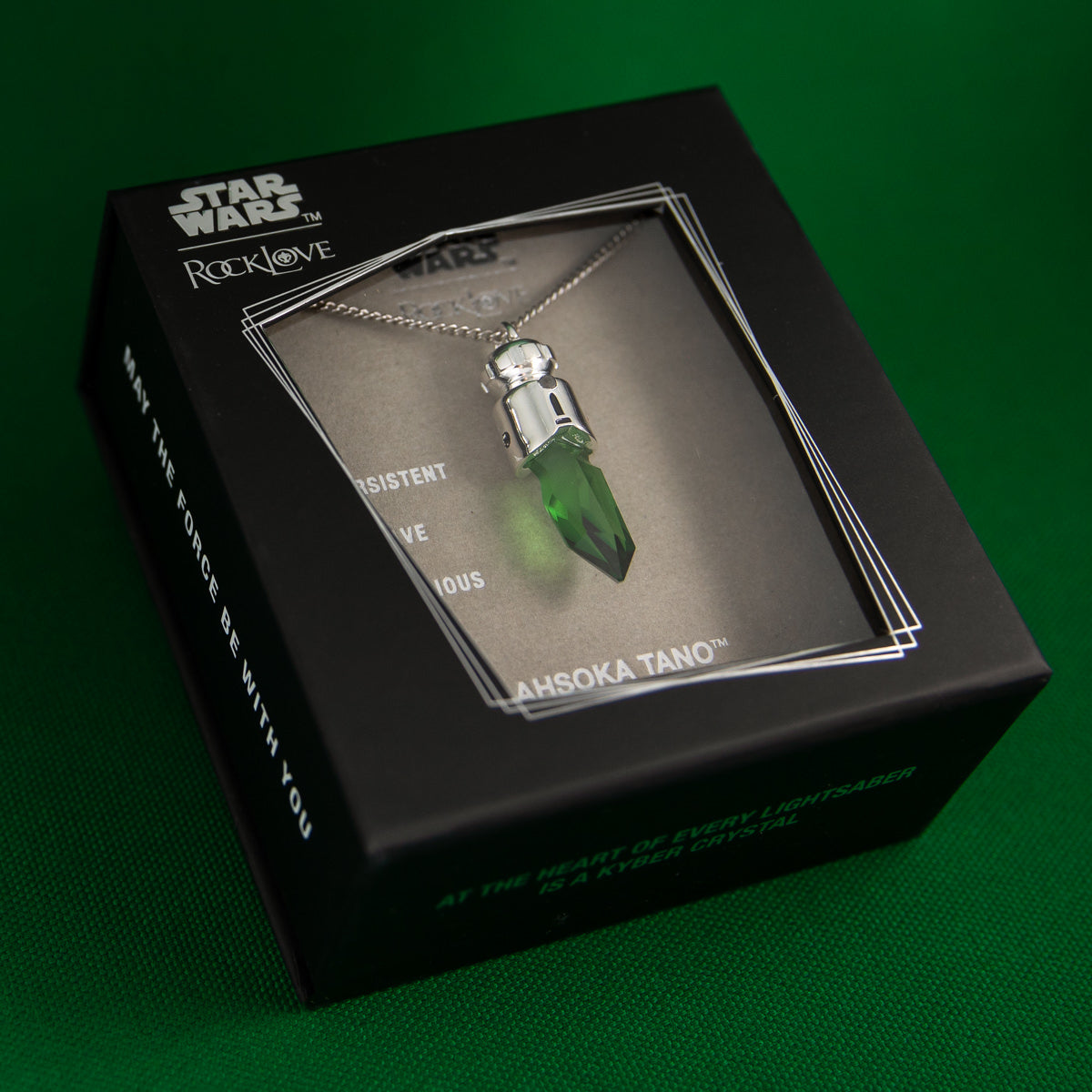 Star Wars X RockLove Padawan Ahsoka Tano Green Kyber Crystal Necklace