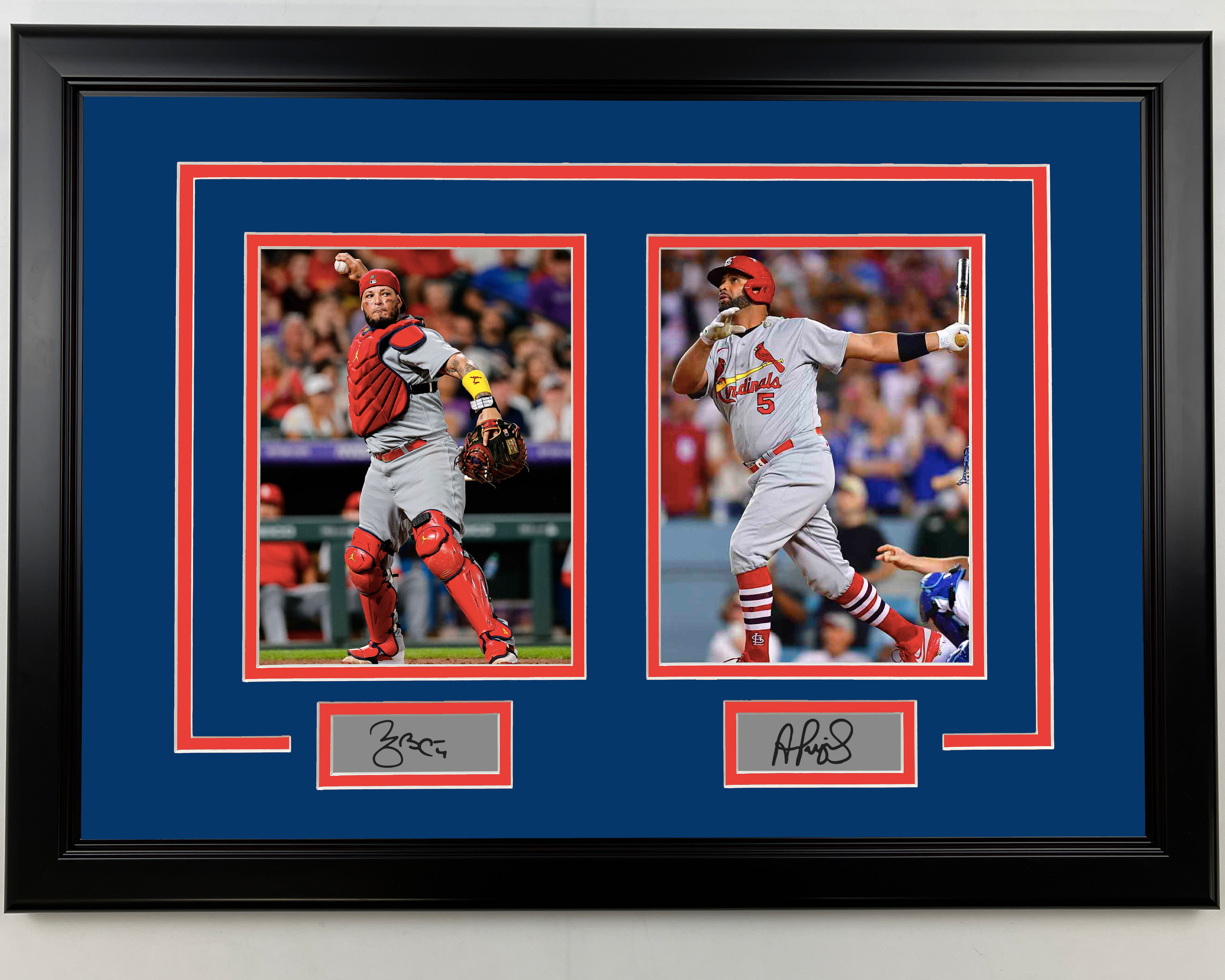 Framed Albert Pujols and Yadier Molina Facsimile Laser Engraved Signatures St. Louis Cardinals 17x23 Dual Baseball Photo