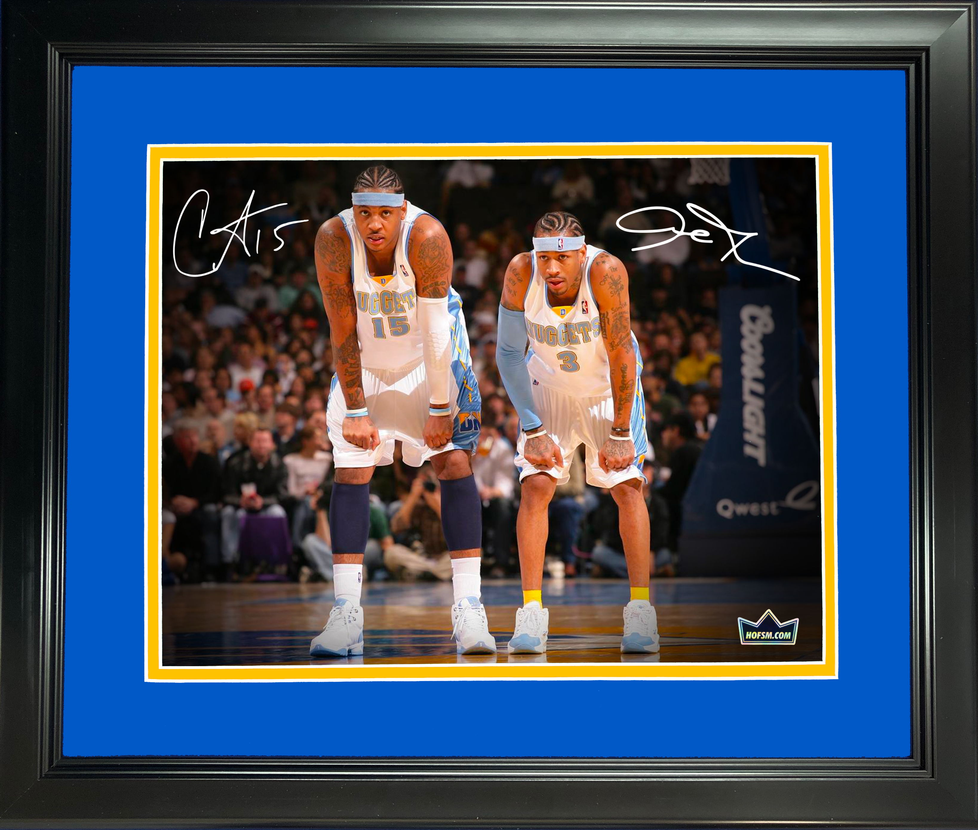 Framed Allen Iverson & Carmelo Anthony Dual Facsimile Laser Engraved Signature Auto 11"x14"Basketball Photo HOFSM Holo