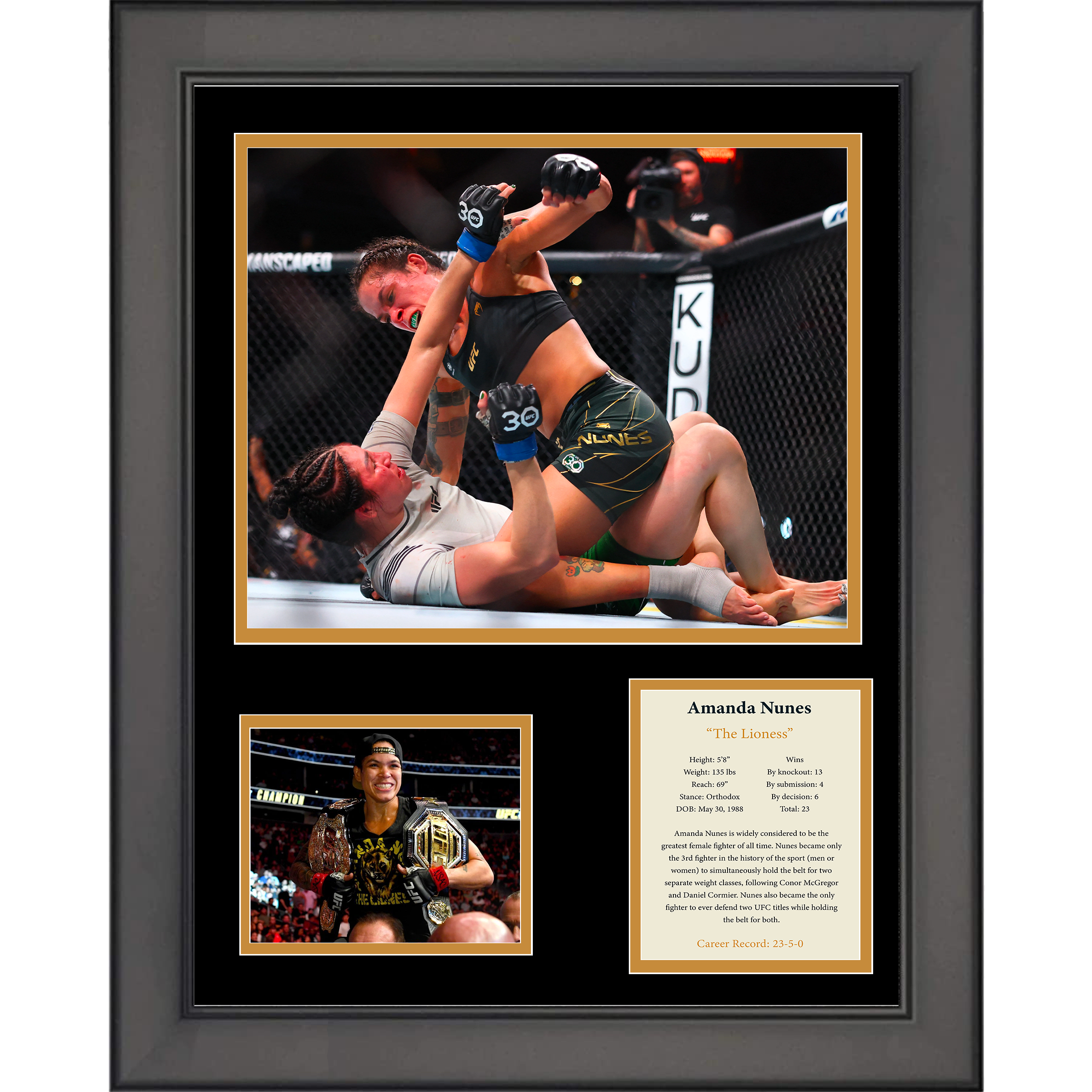 Framed Amanda Nunes UFC MMA 11"x14" Three Photo Collage