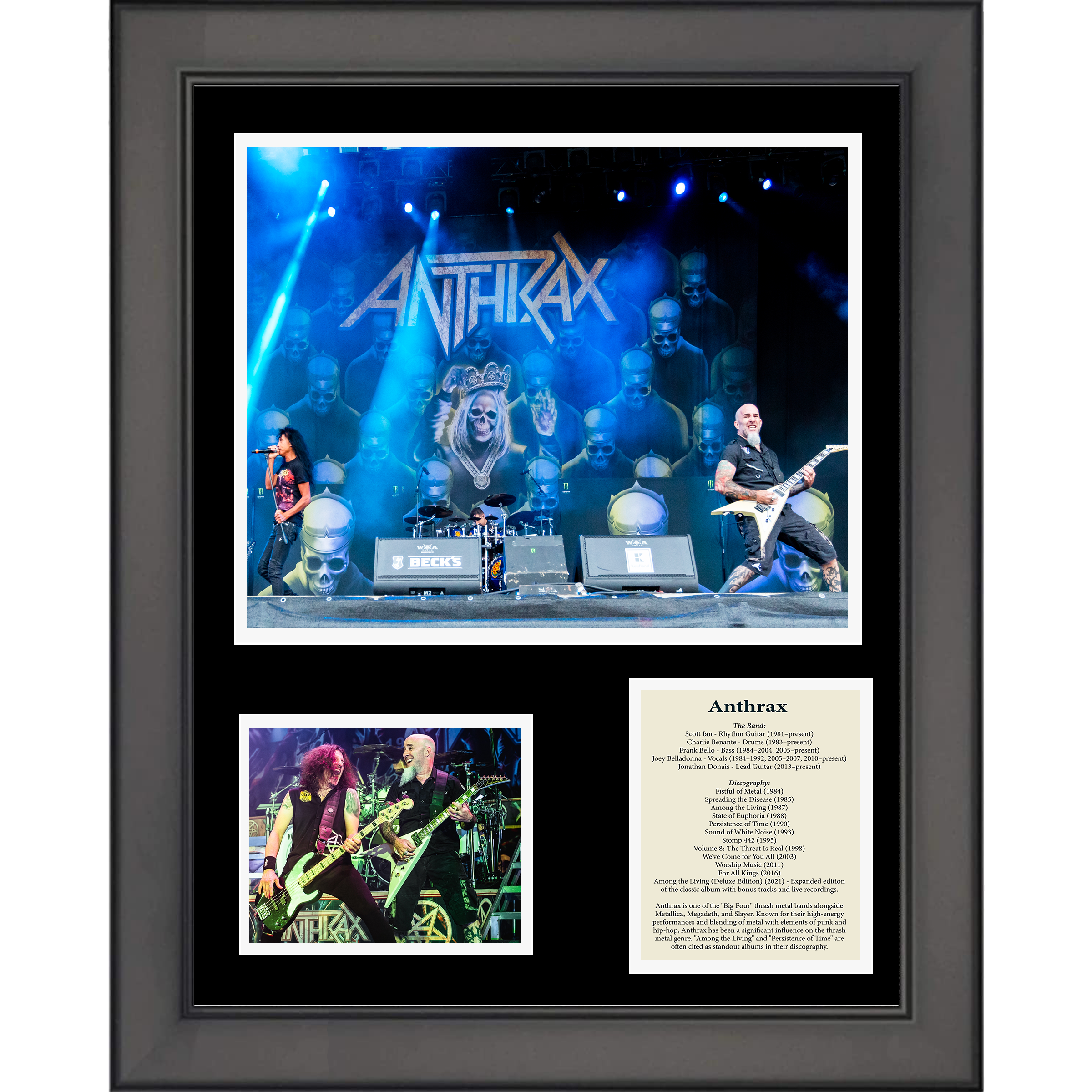 Framed Anthrax Band Discography 11"x14" Music Three Photo Collage