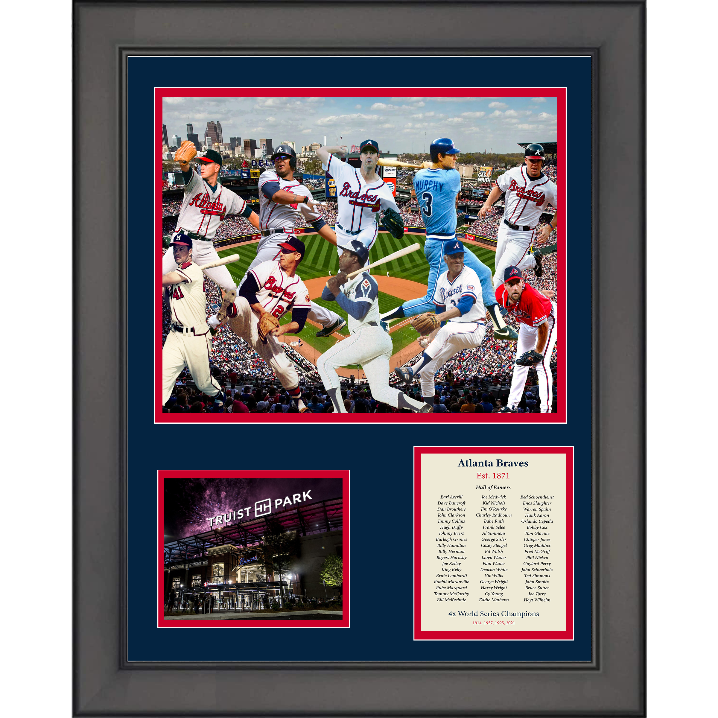 Framed Atlanta Braves All-Time Greats 11"x14" Baseball Three Photo Collage