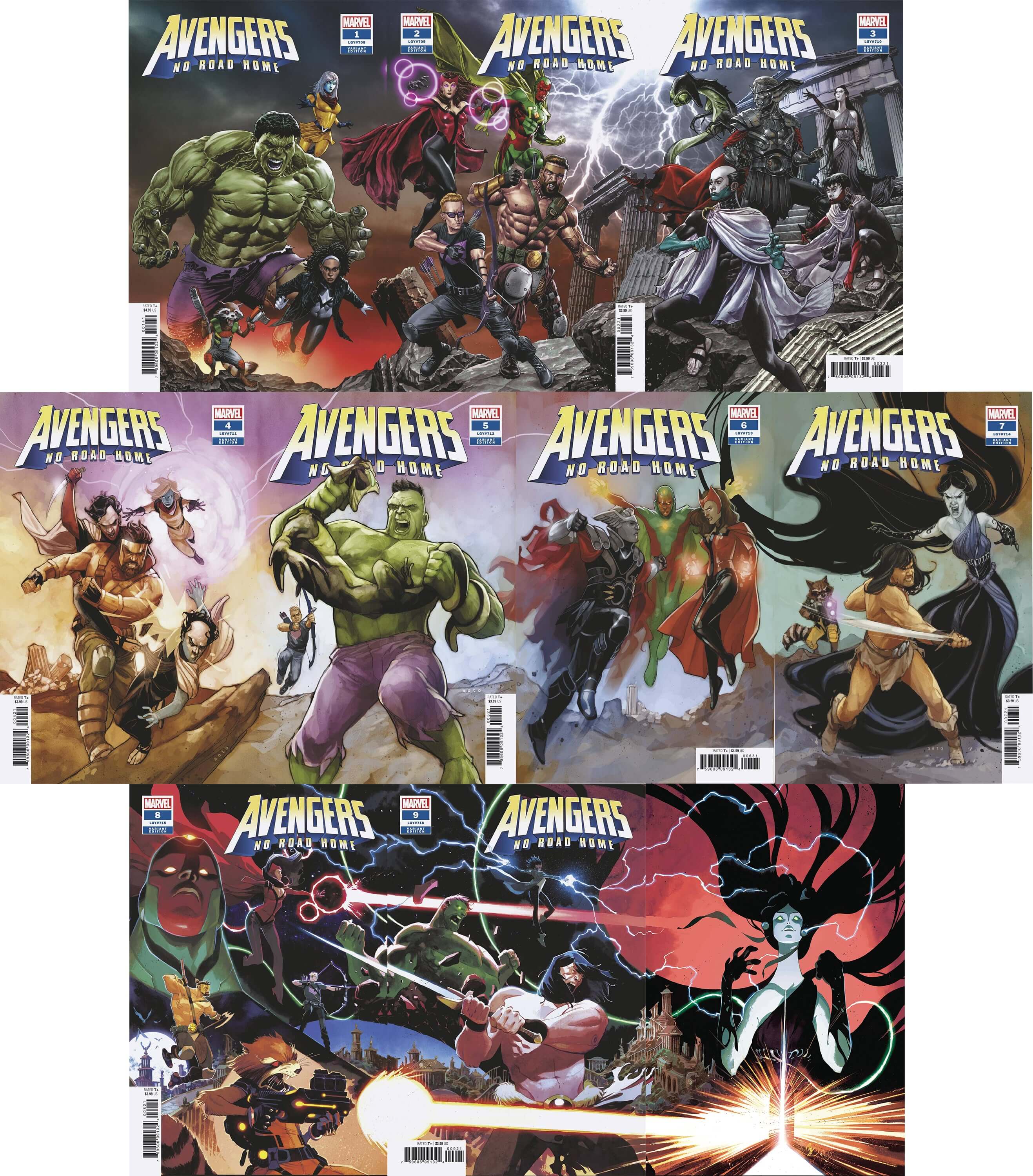 AVENGERS NO ROAD HOME Mico Suayan Phil Noto Connecting Variant Set 1 2 3 4 5 6 7 8 9 10 (04/2019) Marvel