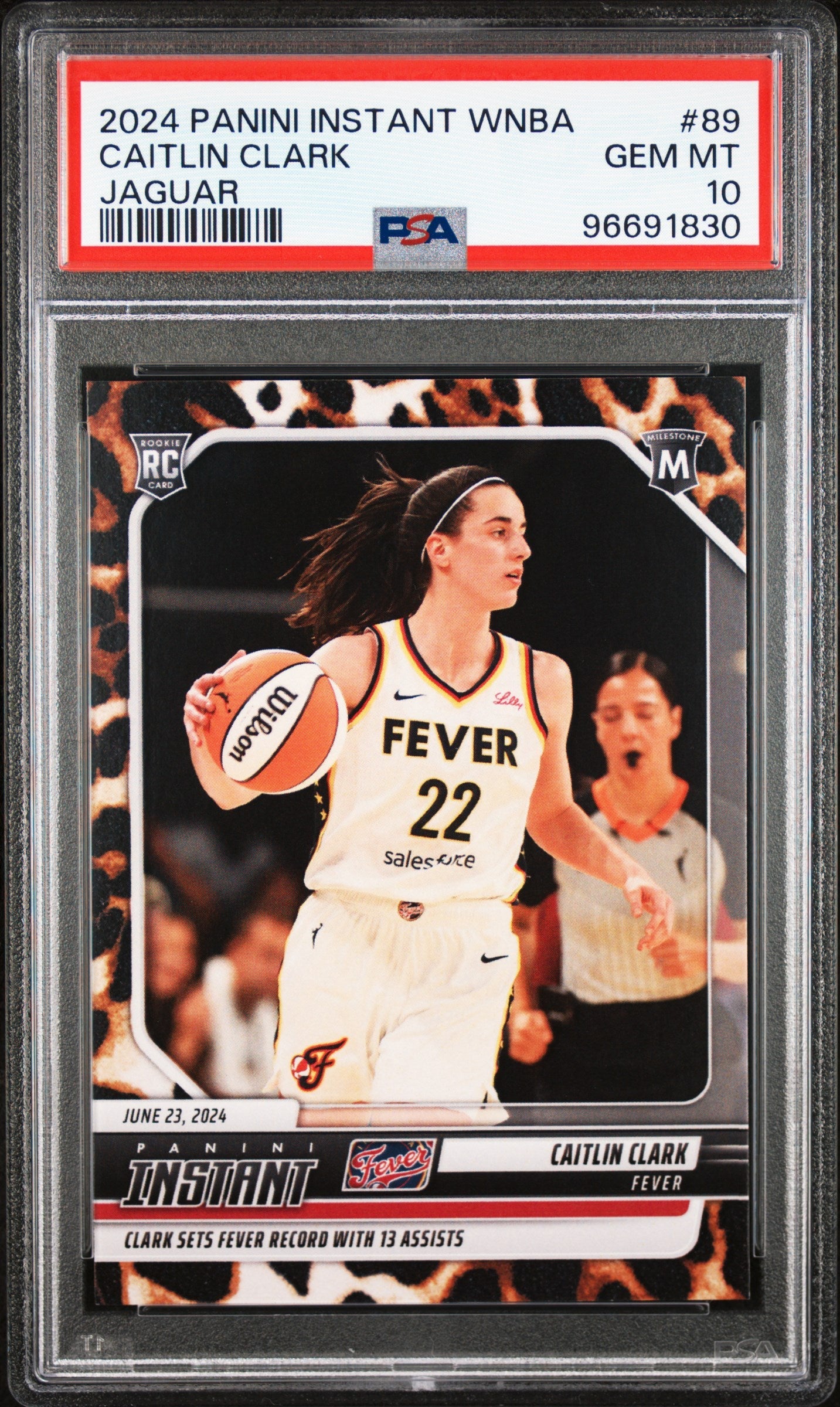 Graded 2024 Panini Instant WNBA Caitlin Clark #89 Jaguar #/10 Rookie R