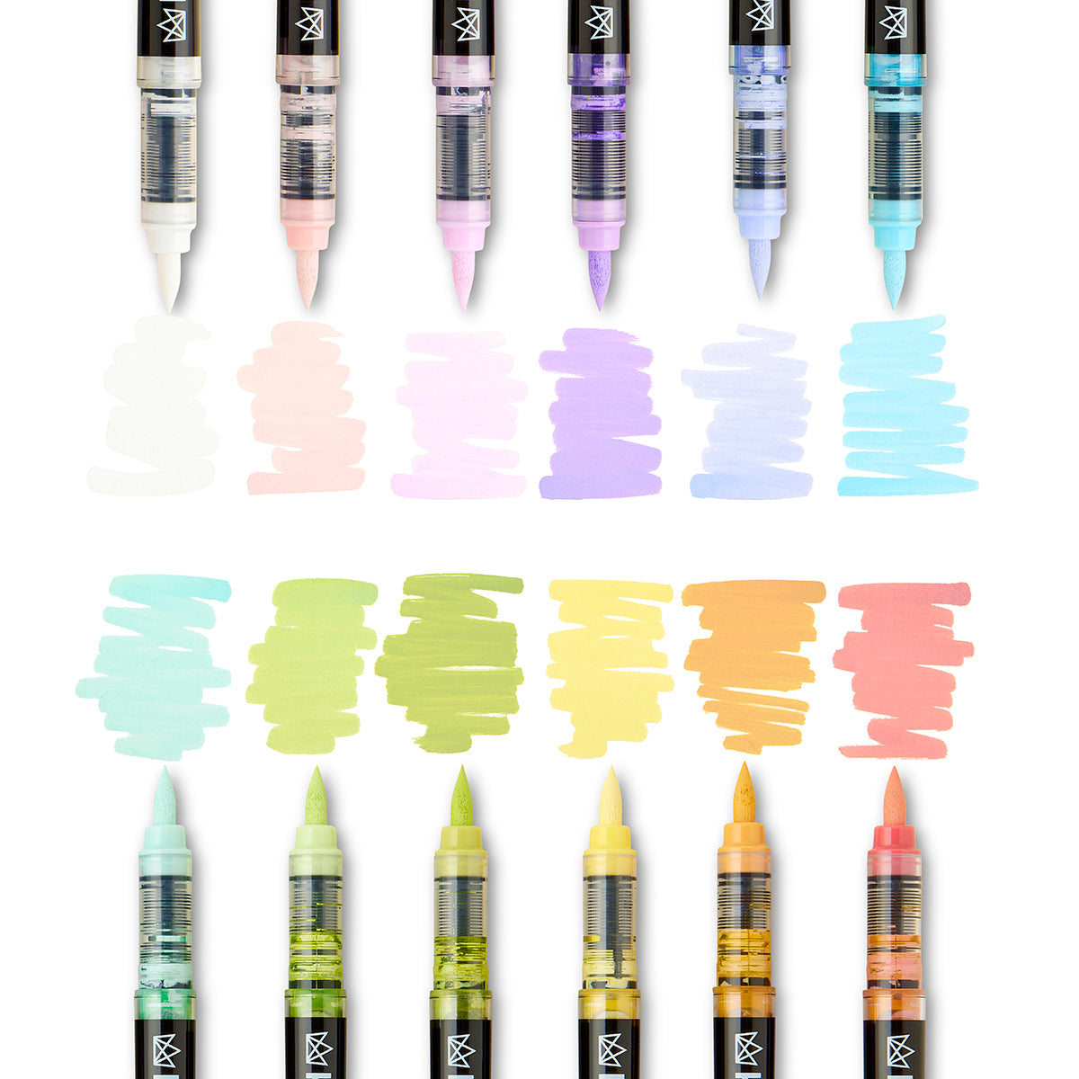 Acrylic Brush Tip Pens 12 Pastel Colors