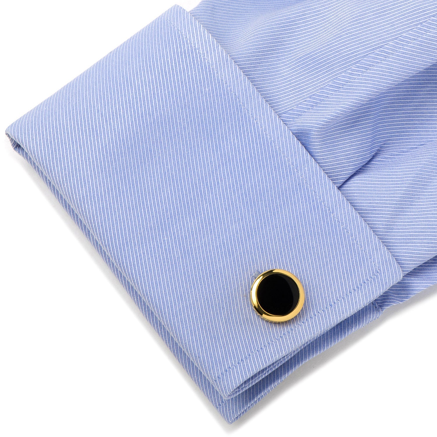 Double Sided Gold Onyx Round Beveled 5-Stud Set