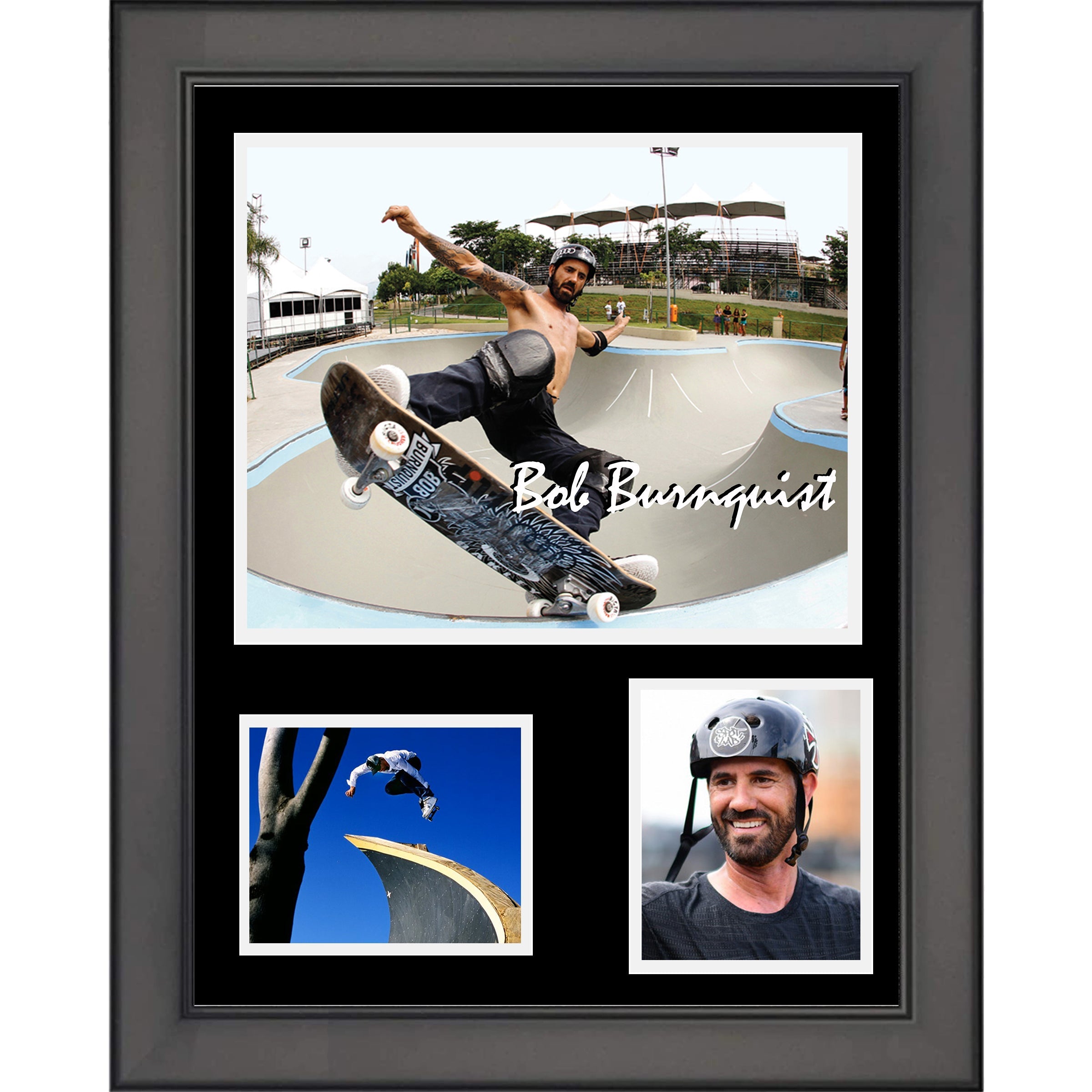 Framed Bob Burnquist 11"x14" Skateboarding Three Photo Collage