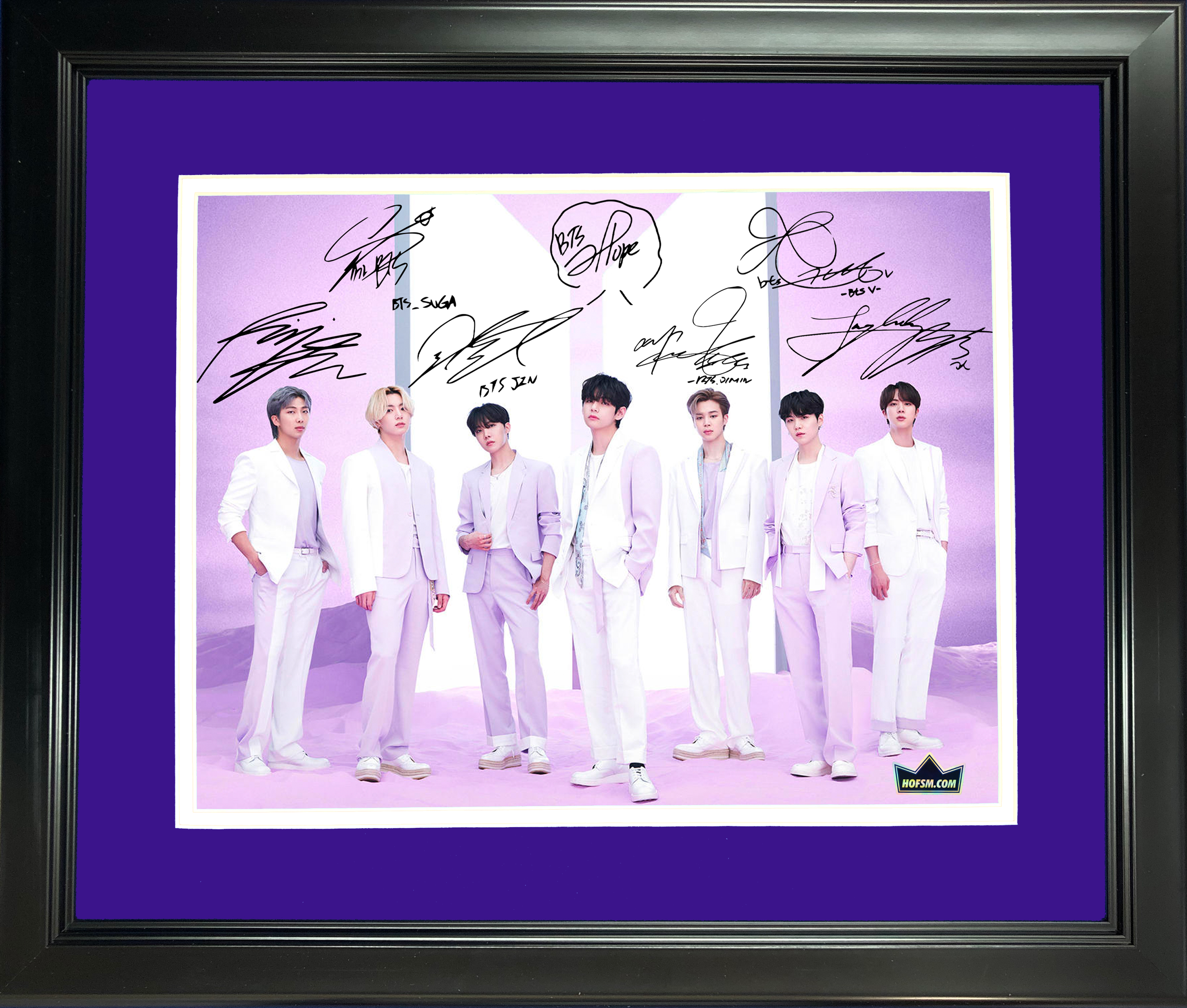 Framed BTS Bangtan Boys Laser Engraved Facsimile Autographs The Best Album 11"x14" Music Photo HOFSM Holo