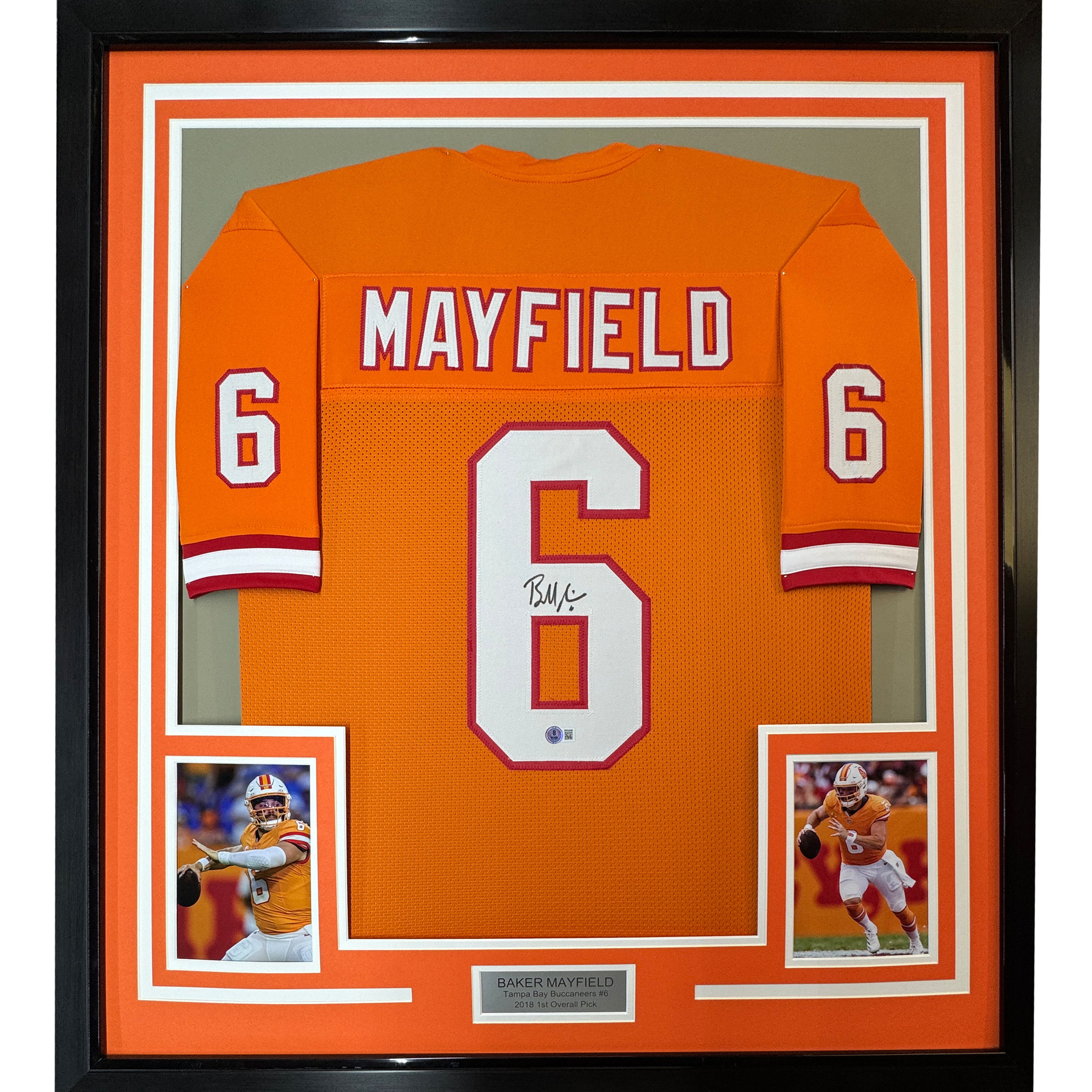 Framed Autographed/Signed Baker Mayfield 35x39 Tampa Bay Orange Creams