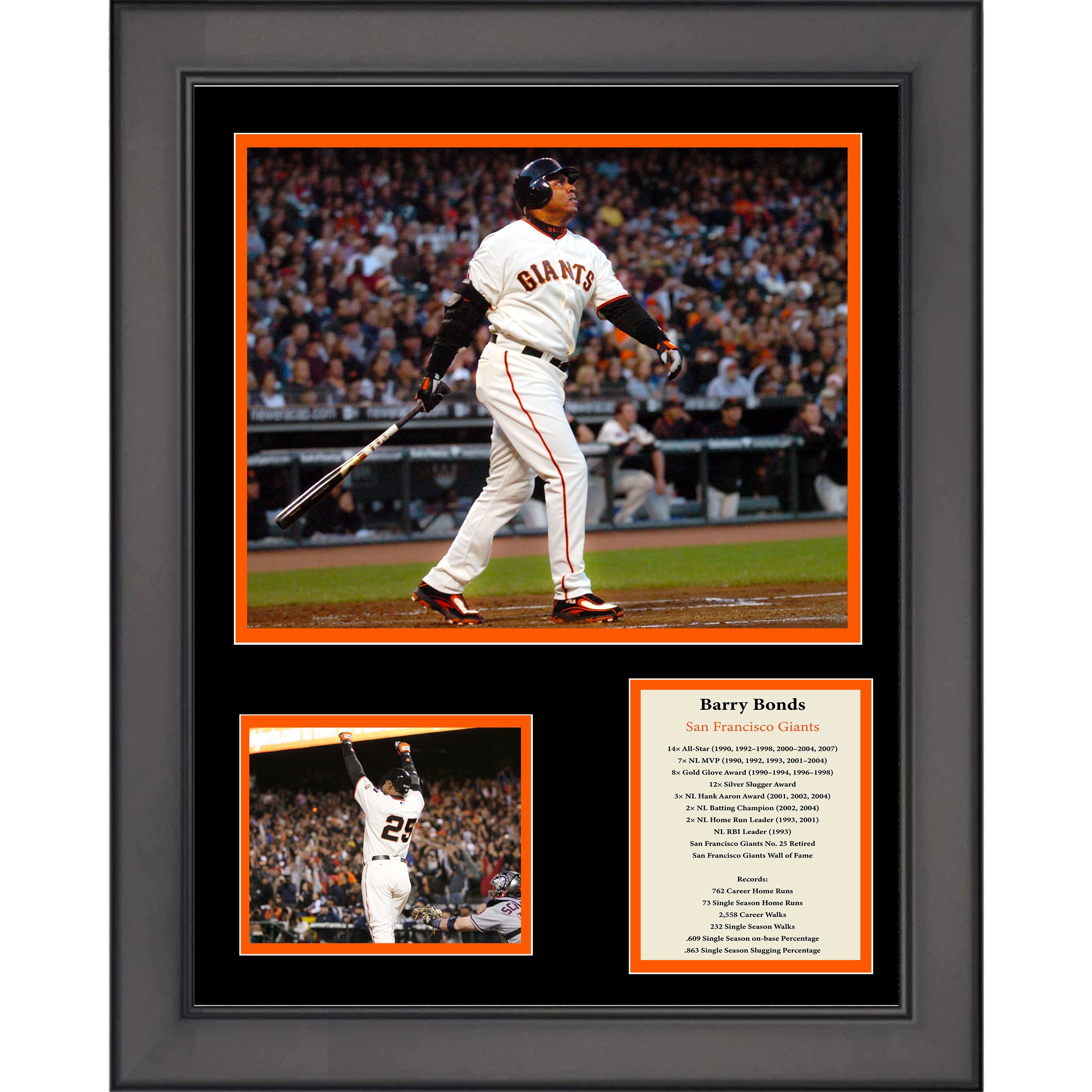 Framed Barry Bonds San Francisco Giants Baseball 11"x14" Three Photo Collage