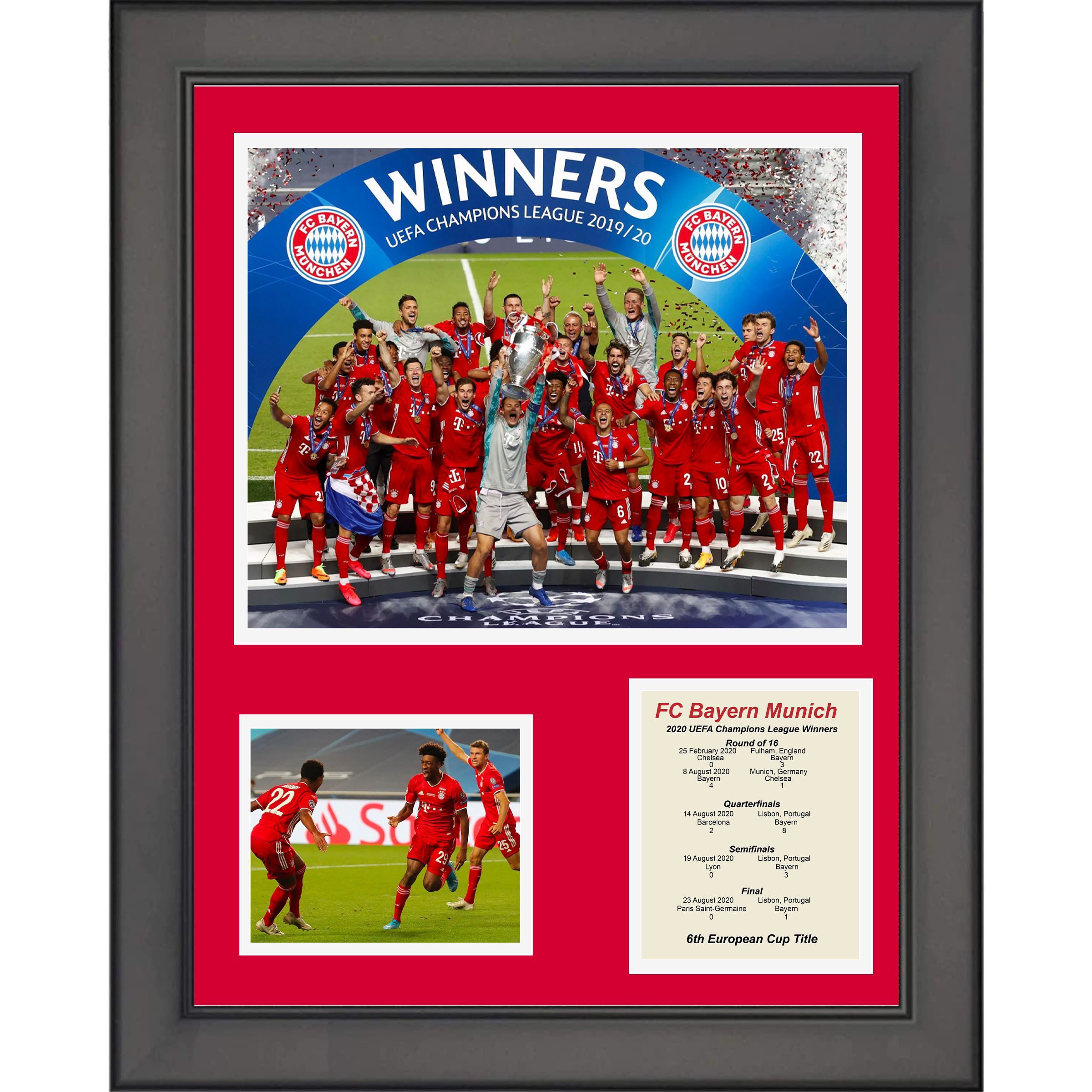 Framed FC Bayern Munich 2020 UEFA Champions League Winner 11"x14" Futbol Soccer Three Photo Collage
