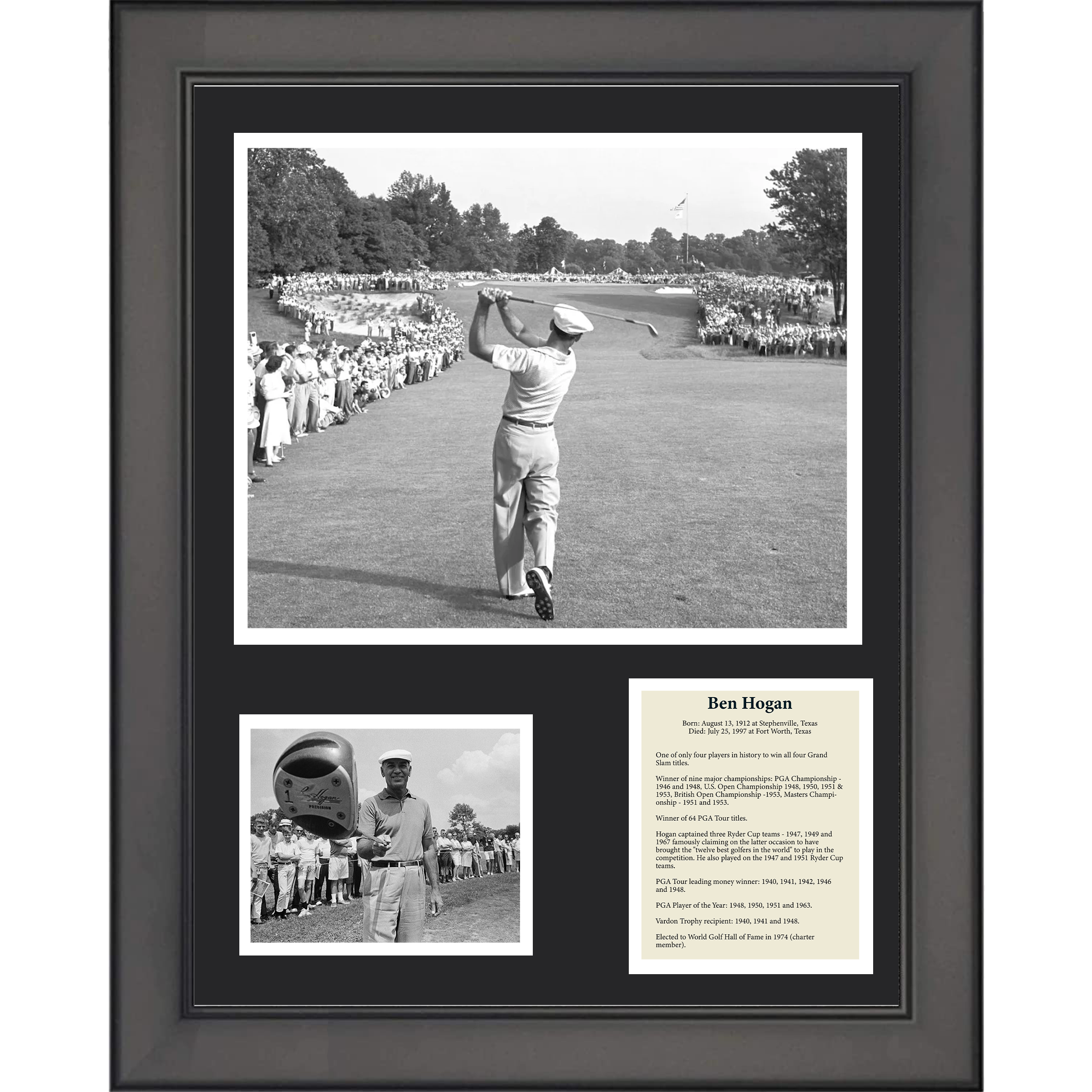 Framed Ben Hogan Hall of Fame PGA Golf 11"x14" Three Photo Collage