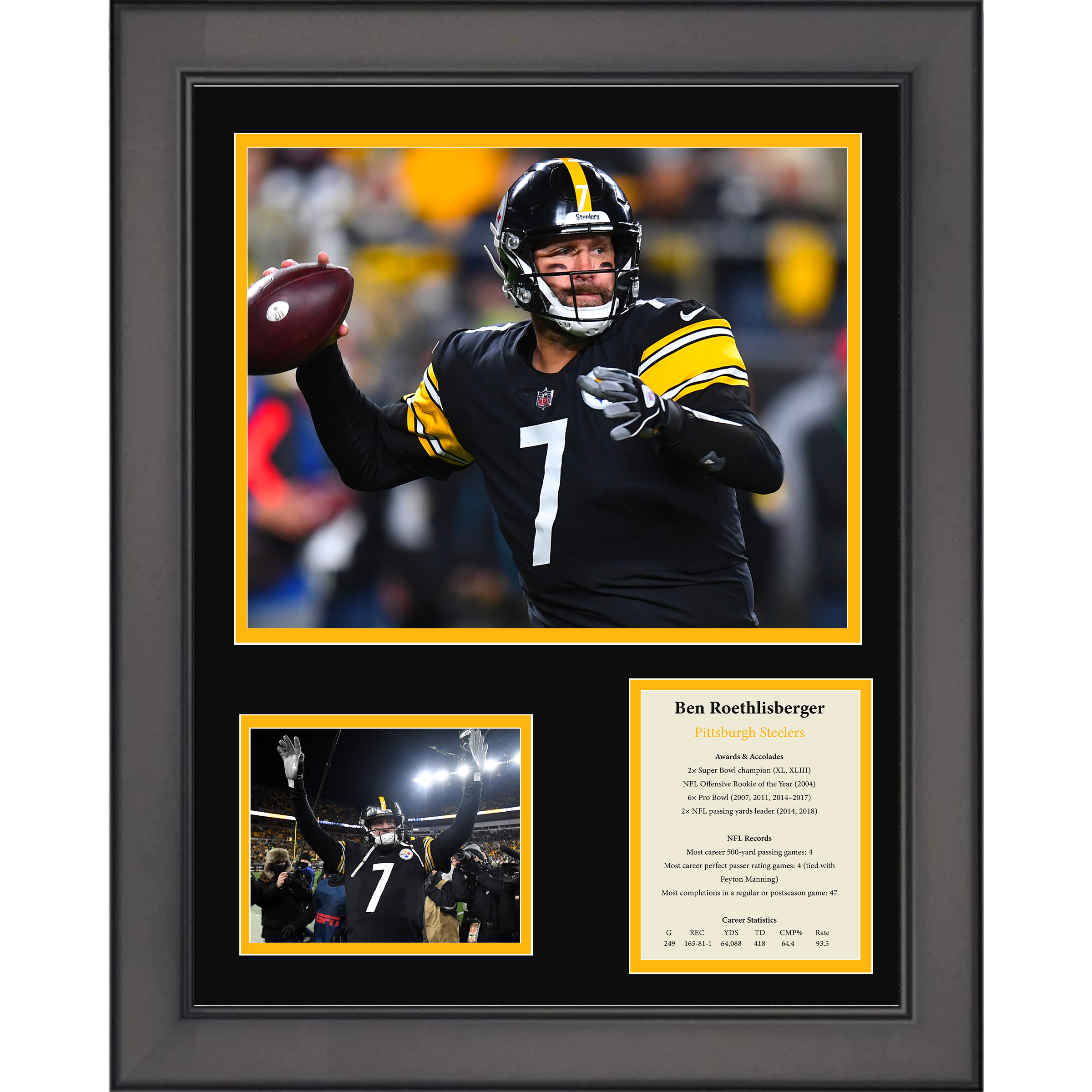 Framed Ben Roethlisberger Pittsburgh Steelers 11"x14" Three Photo Collage