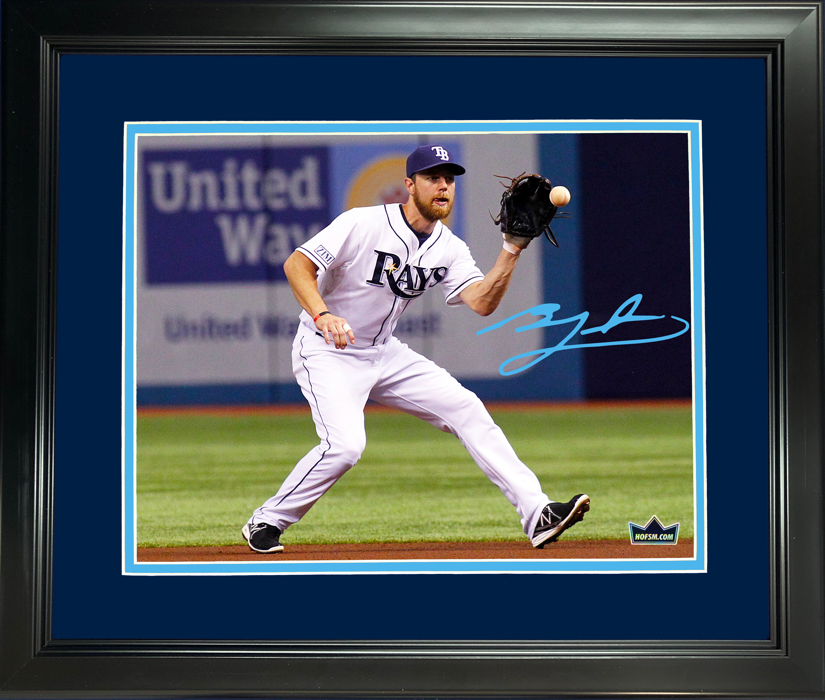Framed Ben Zobrist Tampa Bay Rays Facsimile Laser Engraved Signature Auto 11"x14" Baseball Photo HOFSM Holo