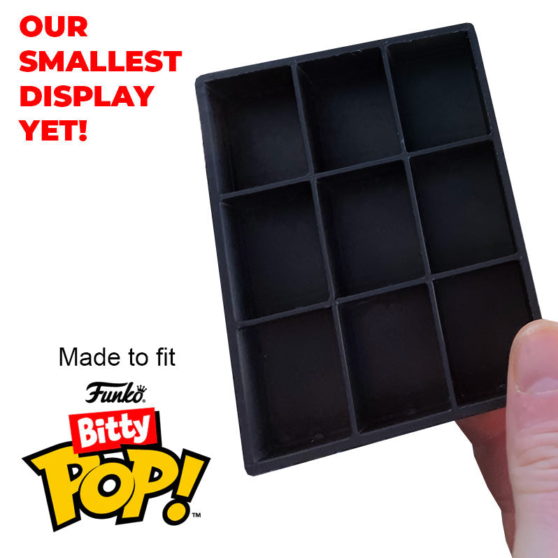 BITTY KUBBIE BLACK (3x3) - Display Case for Funko Bitty Pops, Wall Mountable & Stackable Pop Shelf (3D Printed)