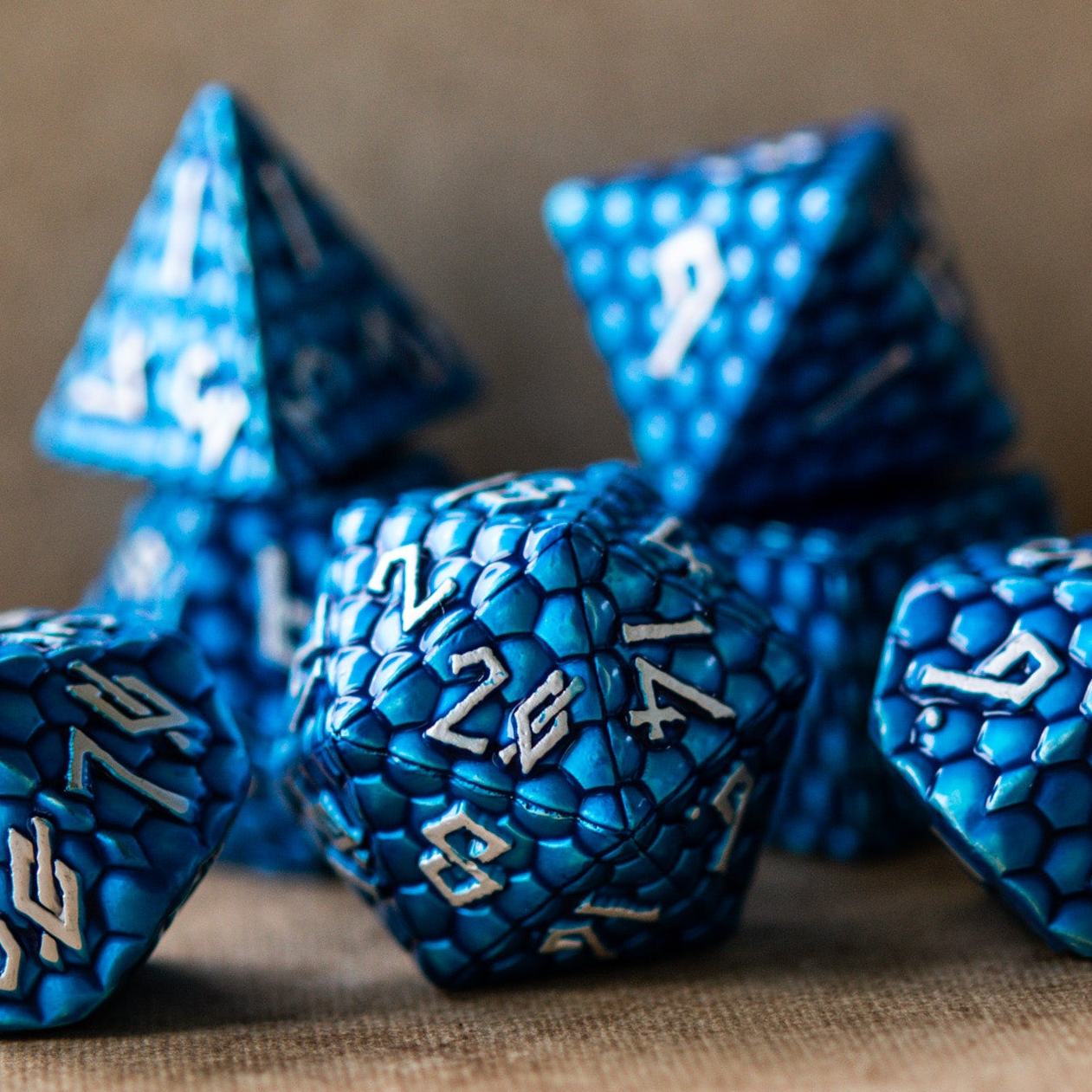 Blue Dragon's Egg Metal Dice Set