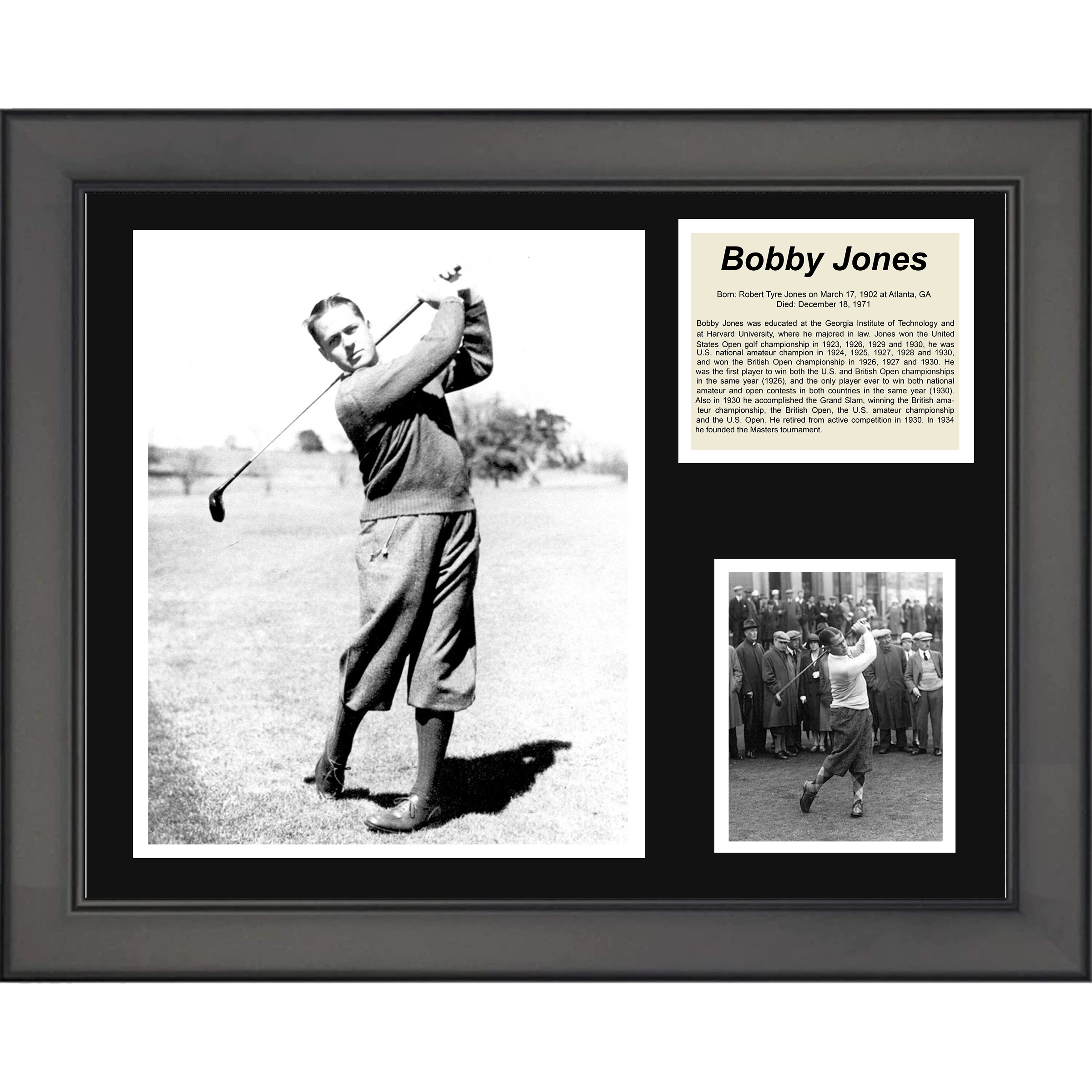 Framed Bobby Jones PGA Golf 11"x14" Three Photo Collage