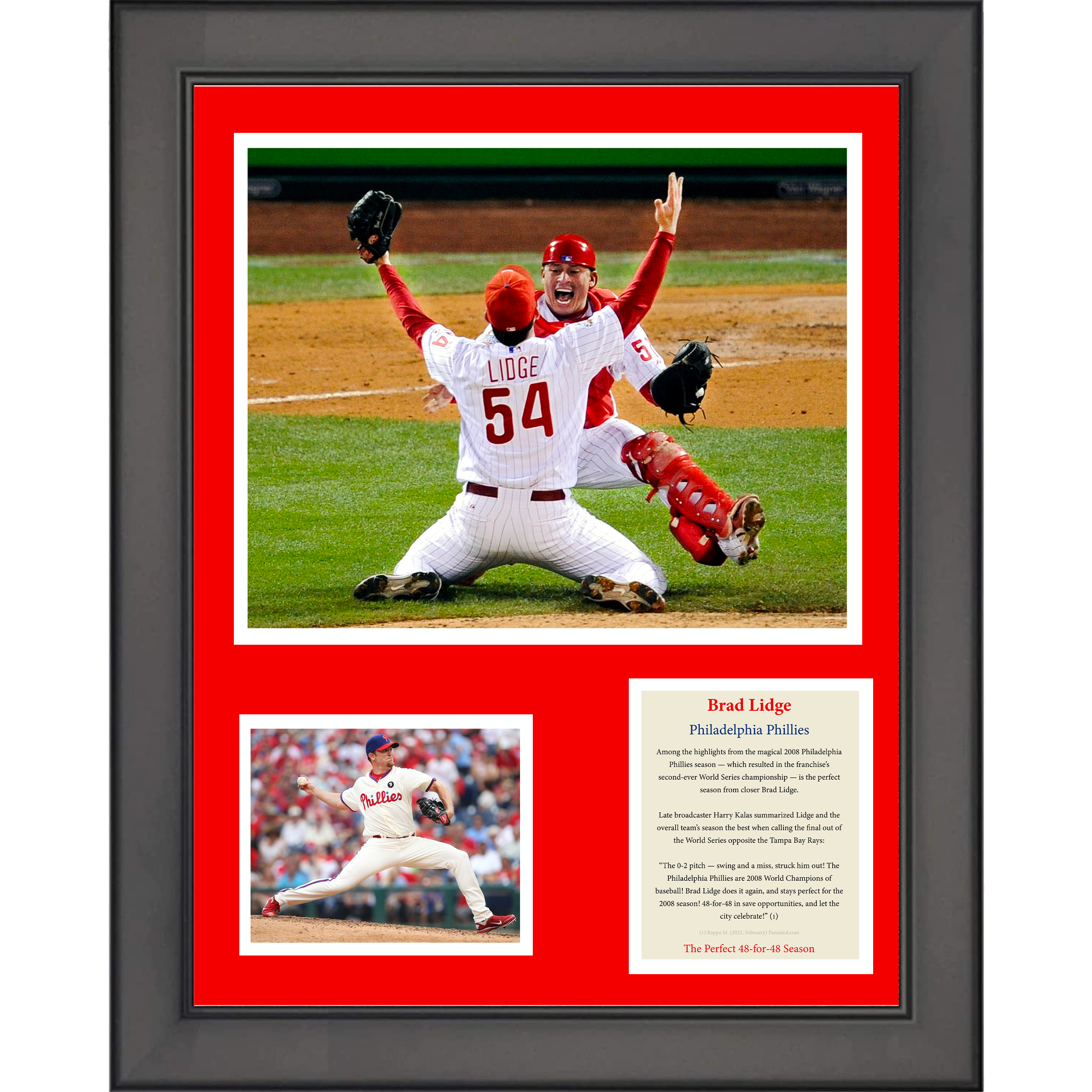 Framed Brad Lidge 2008 Perfect 48-for-48 Season Philadelphia Phillies 11"x14" Baseball Three Photo Collage
