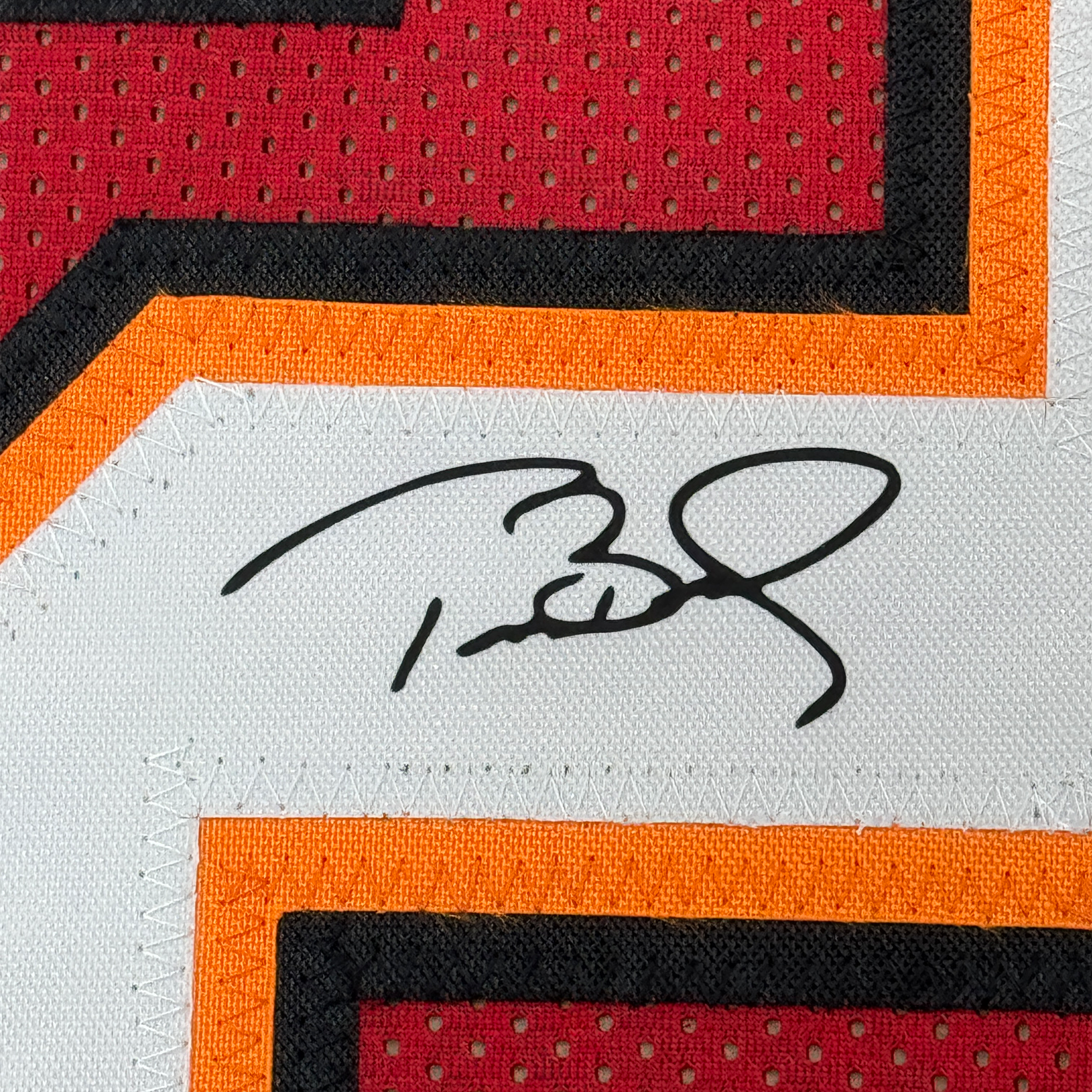 Framed Facsimile Autographed Tom Brady 35x39 Tampa Bay Red Reprint Laser Auto Football Jersey Size Men's XL
