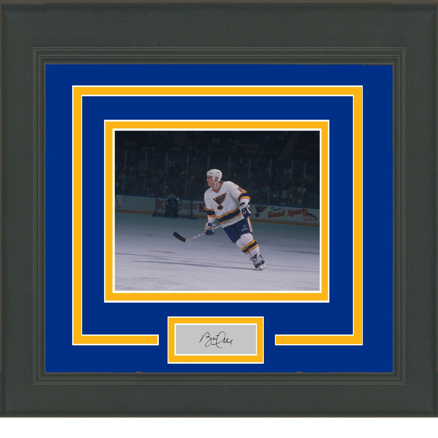 Framed Brett Hull Facsimile Laser Engraved Signature Auto St. Louis Blues 11x14 Hockey Photo