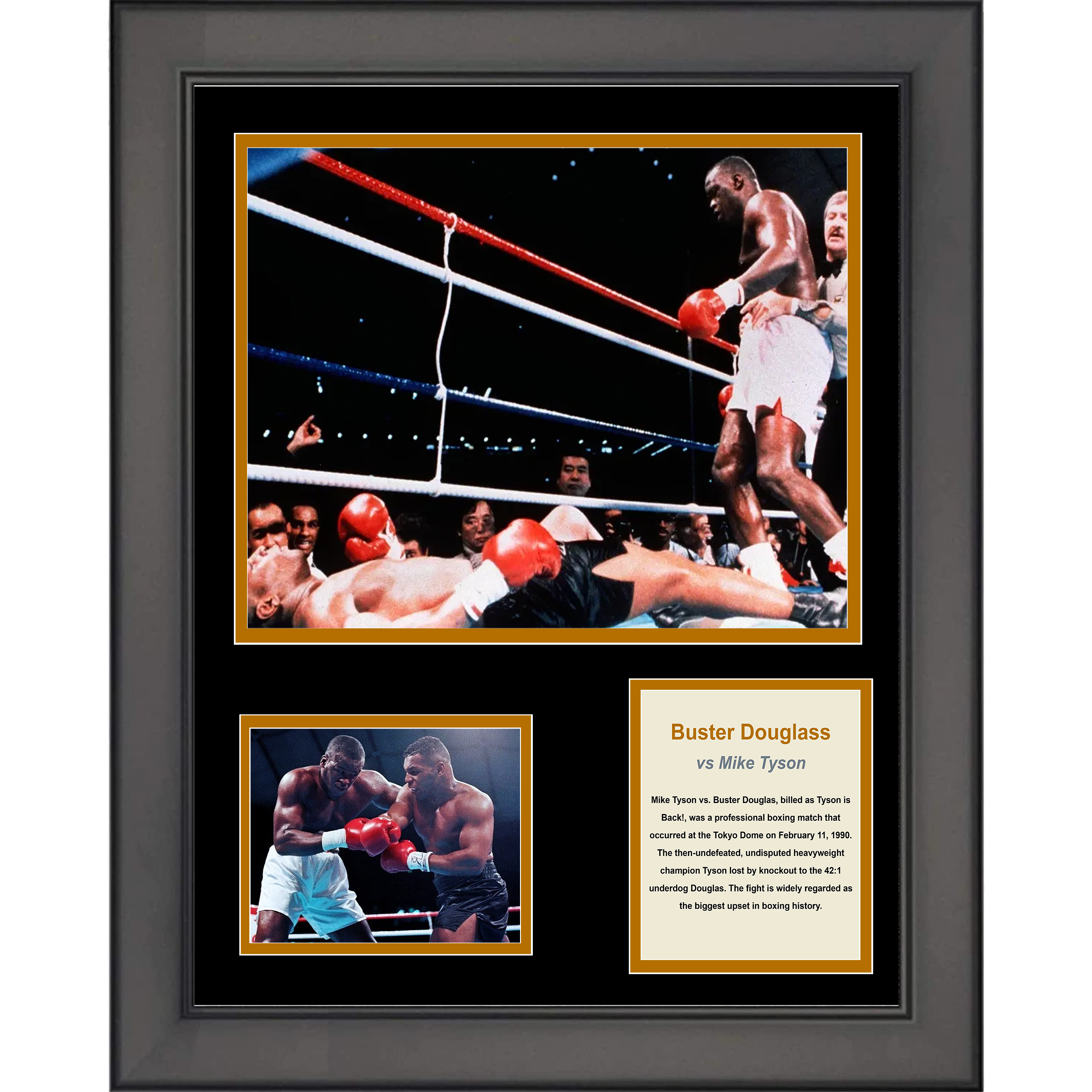 Framed Buster Douglas Mike Tyson Knockout KO Boxing 11"x14" Three Photo Collage