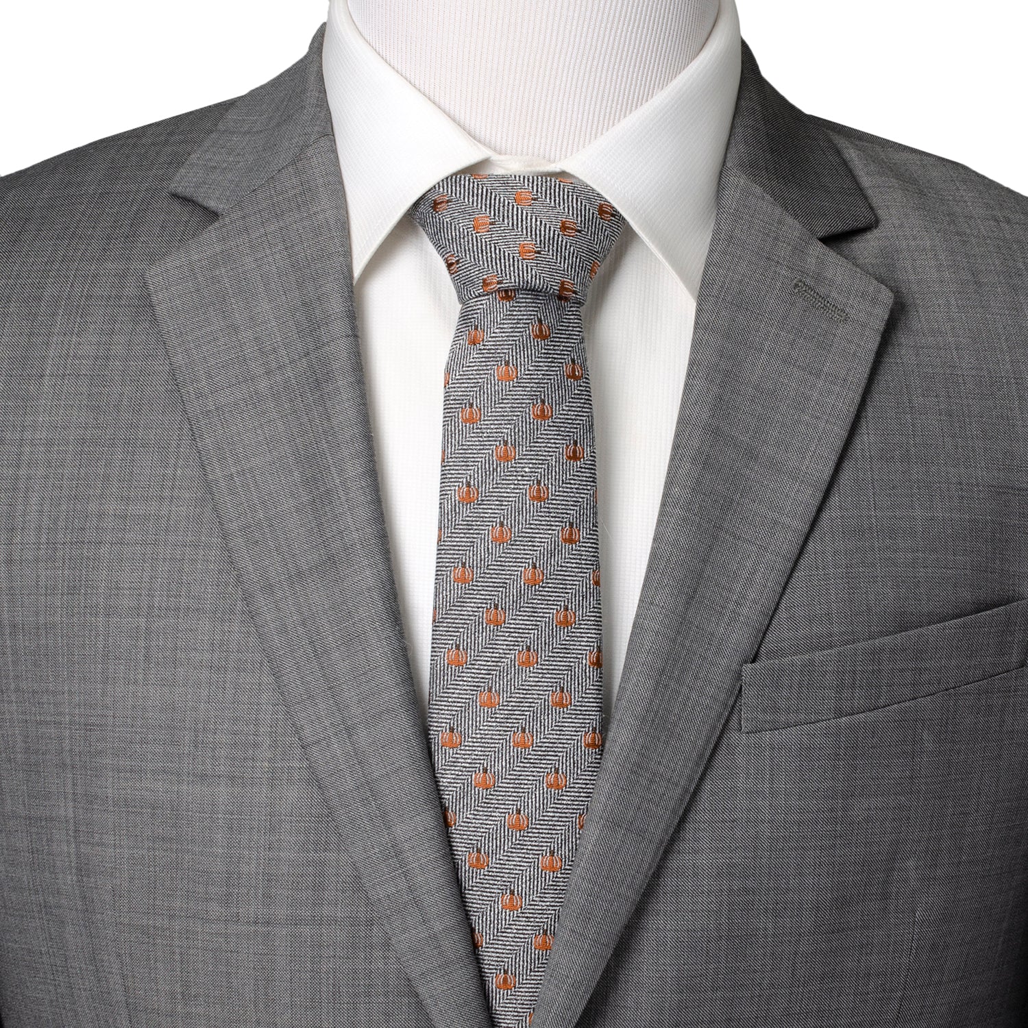 Holiday Pumpkin Herringbone Tie