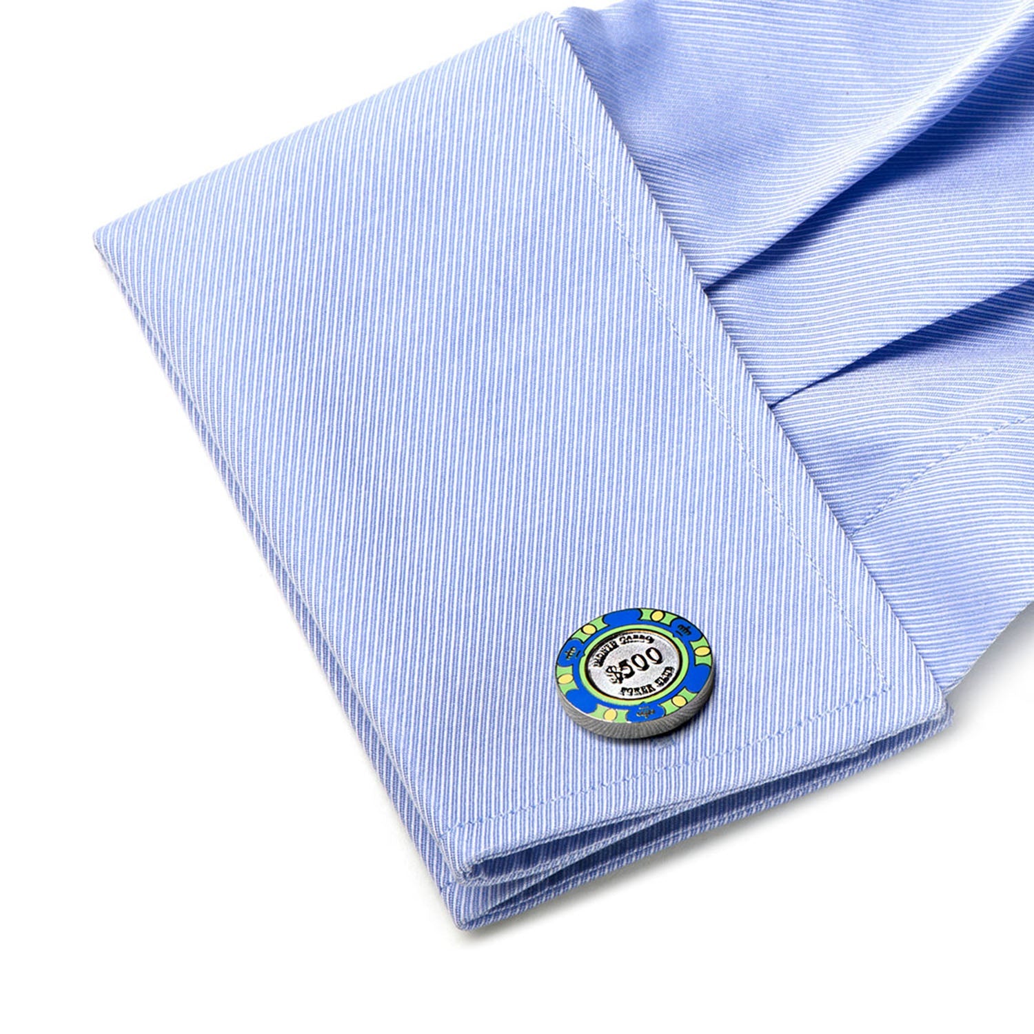 Poker Chip $500 Blue Cufflinks