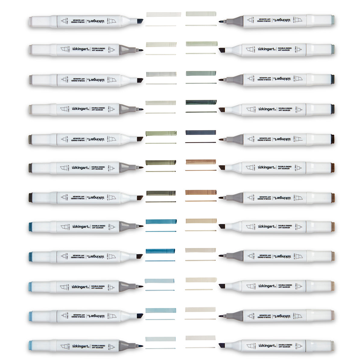 Double-Ended Alcohol Markers 24 Gray Tone Colors
