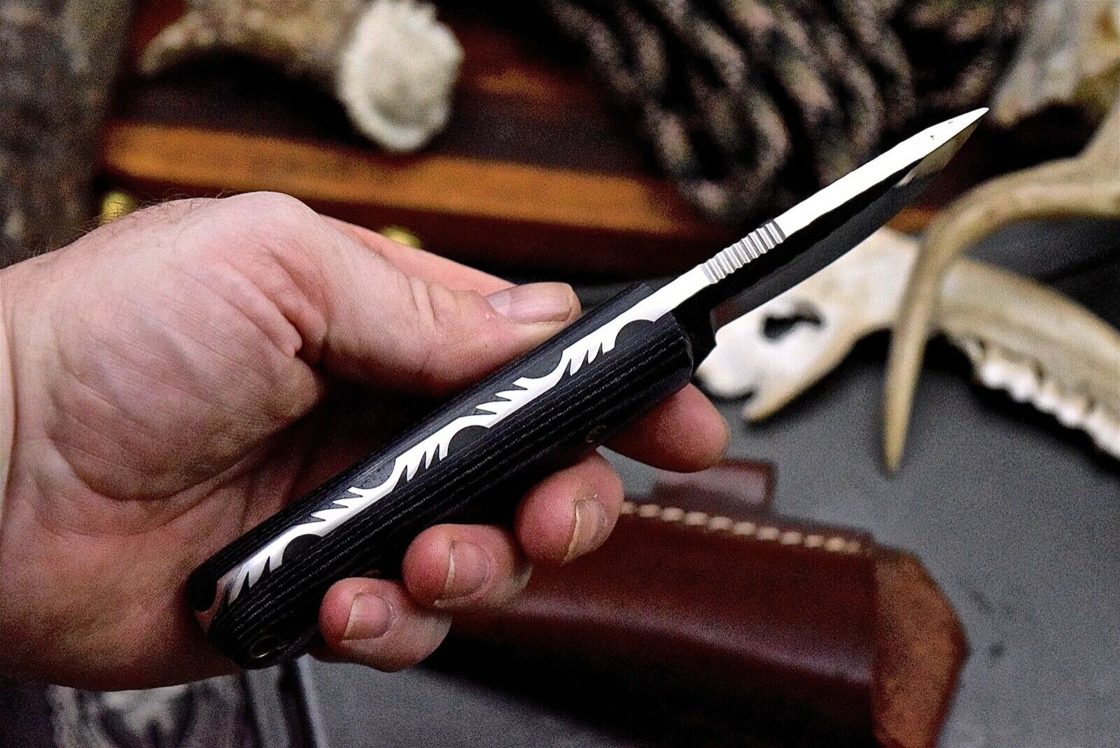 Custom Handmade Hammer Forged Railroad Spike Steel Deer Skinning Knife