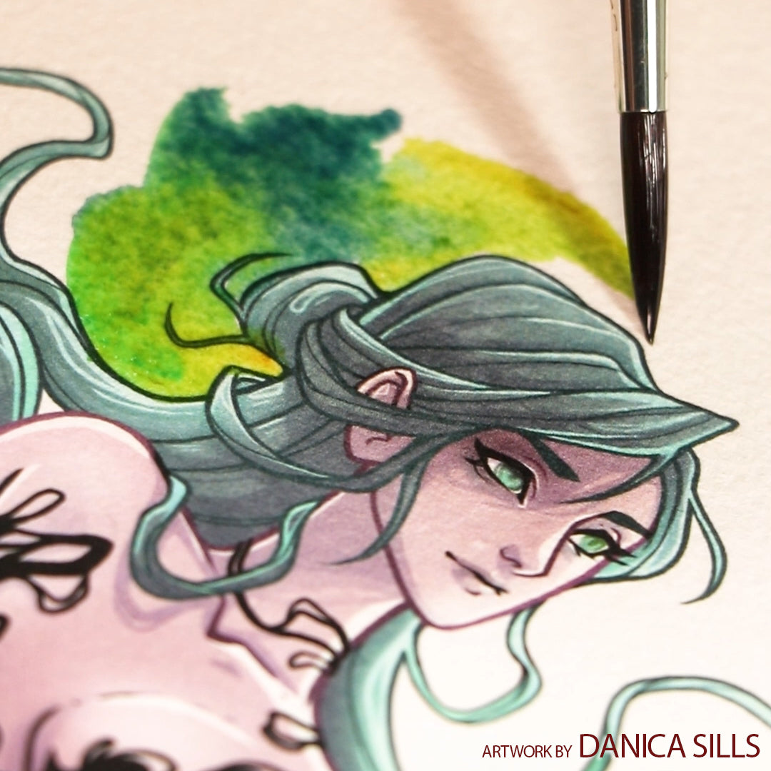 Trekell Crimson Taklon Short Handle Artist Brush - Size #4 Round