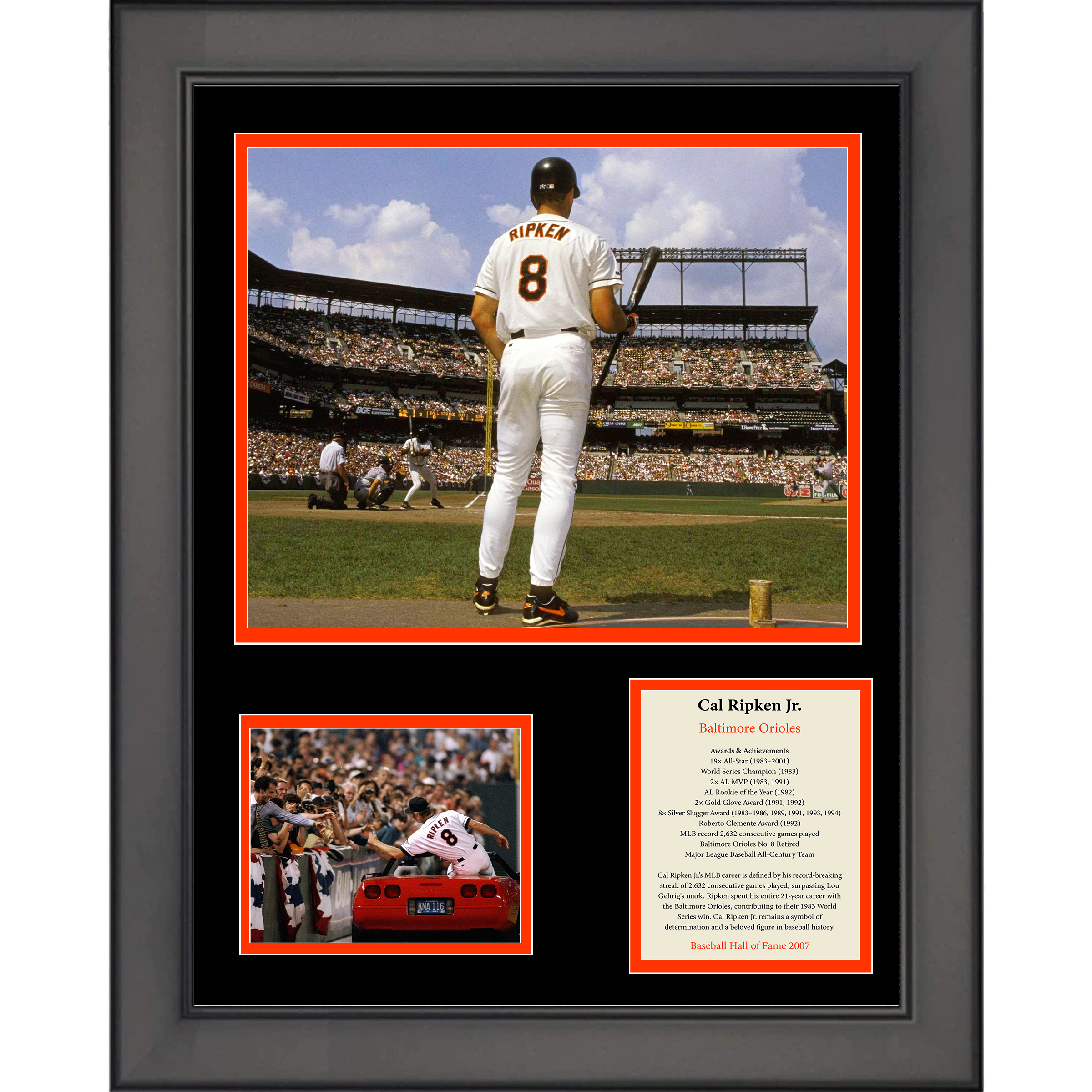 Framed Cal Ripken Jr. Hall of Fame Baltimore Orioles 11"x14" Baseball Three Photo Collage