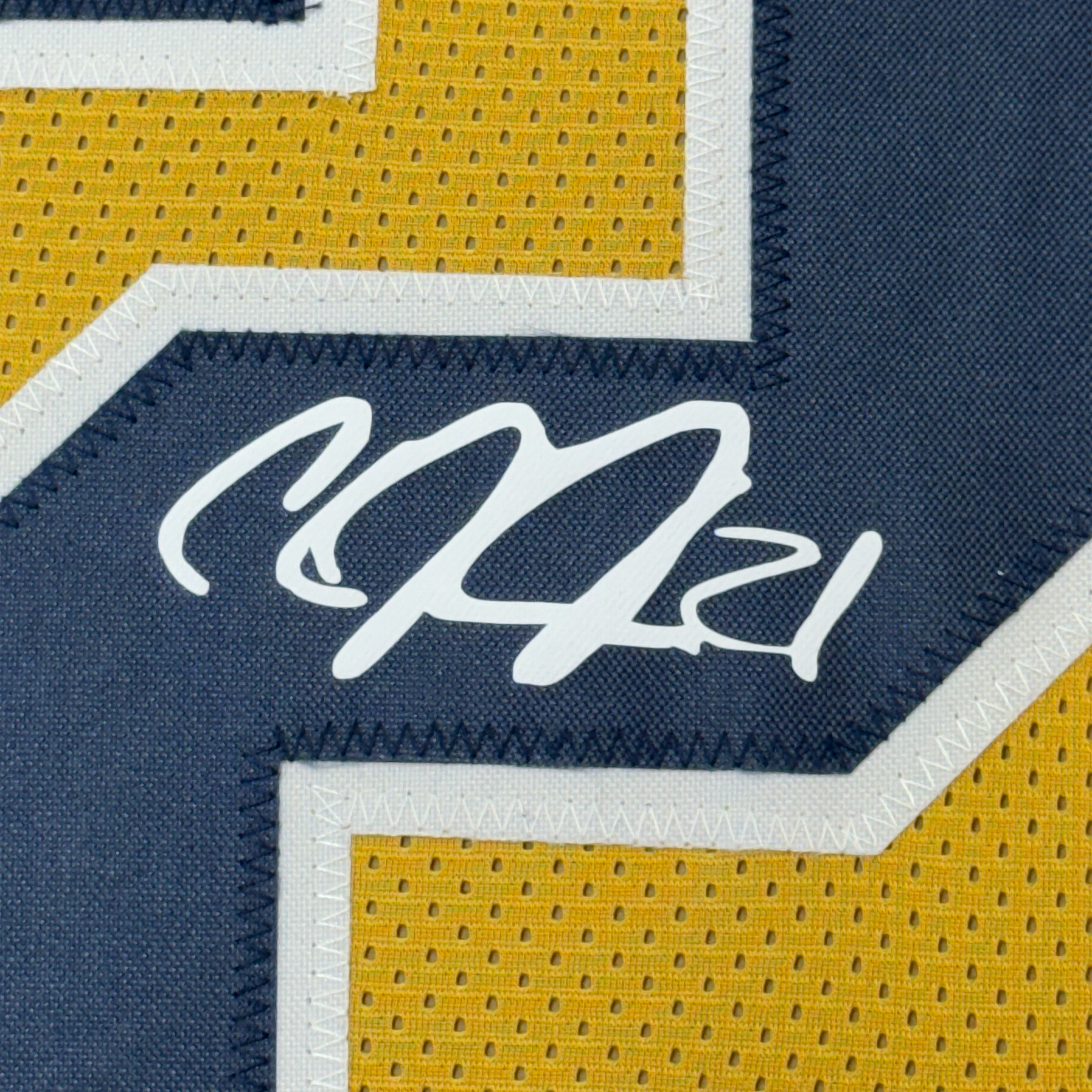 Framed Facsimile Autographed Calvin Johnson 35x39 Georgia Tech Gold Reprint Laser Auto College Football Jersey