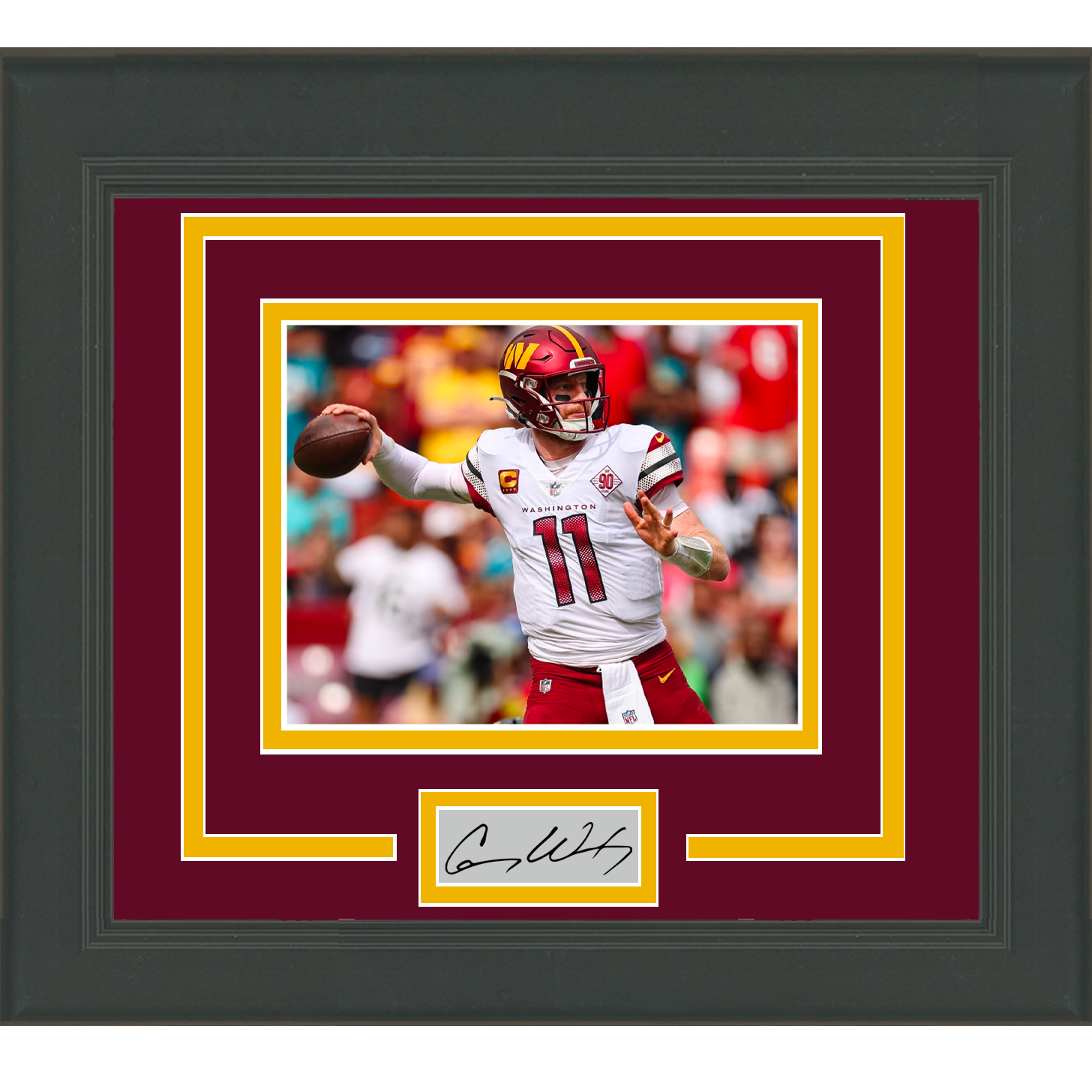 Framed Carson Wentz Facsimile Laser Engraved Signature Auto Washington Commanders 11x14 Football Photo