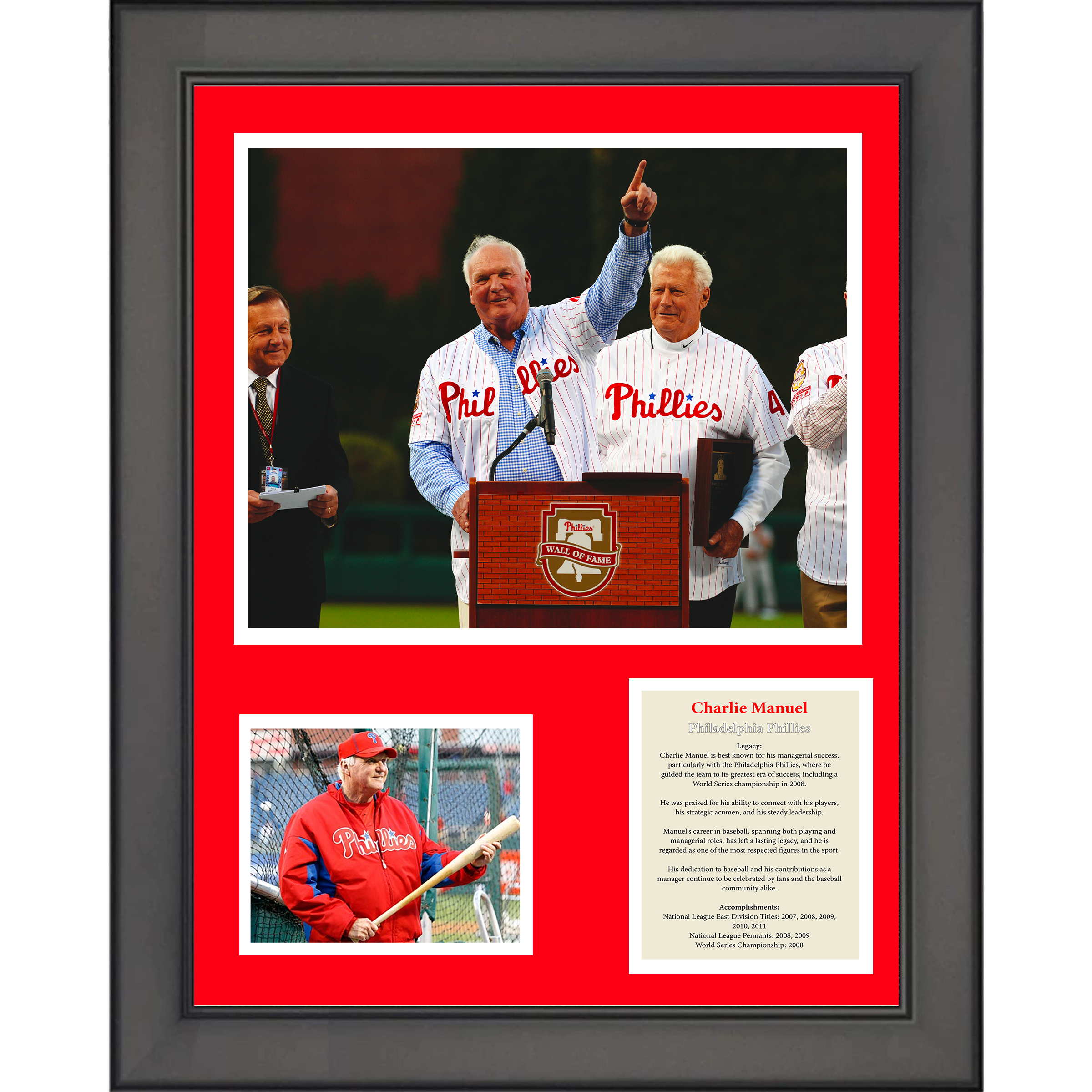 Framed Charlie Manuel Philadelphia Phillies 11"x14" Baseball Three Photo Collage