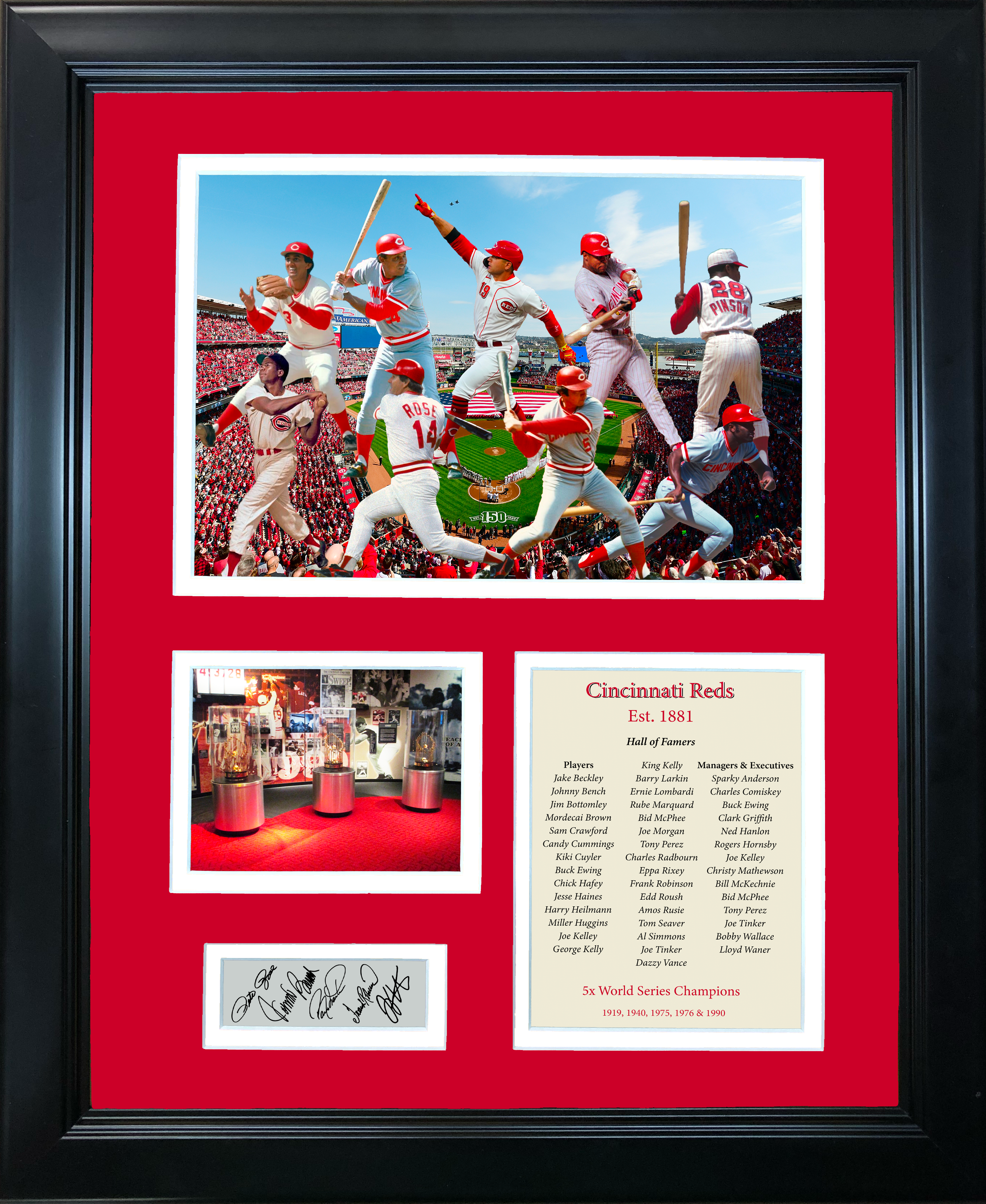 Framed Cincinnati Reds All-Time Greats Legends Facsimile Laser Engraved Signature Auto 11"x14" Baseball Photo Sig Collage