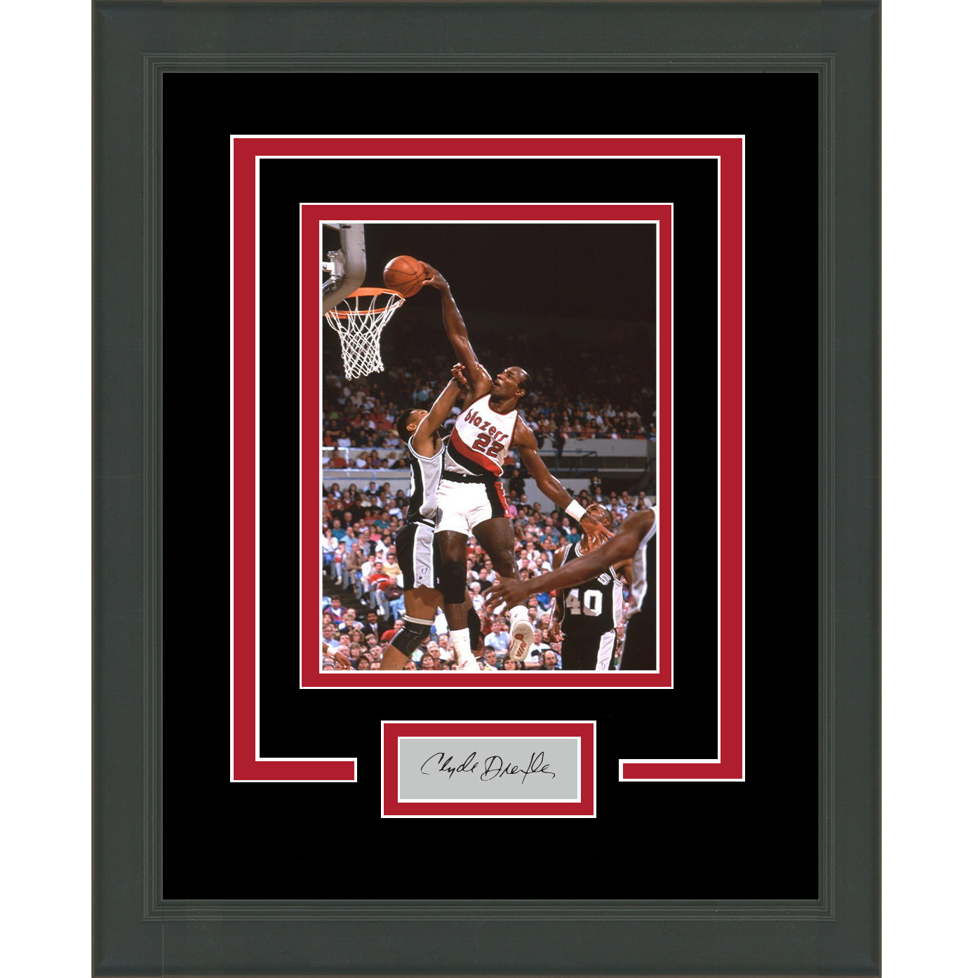 Framed Clyde Drexler Facsimile Laser Engraved Signature Auto Portland Trail Blazers 11x14 Basketball Photo