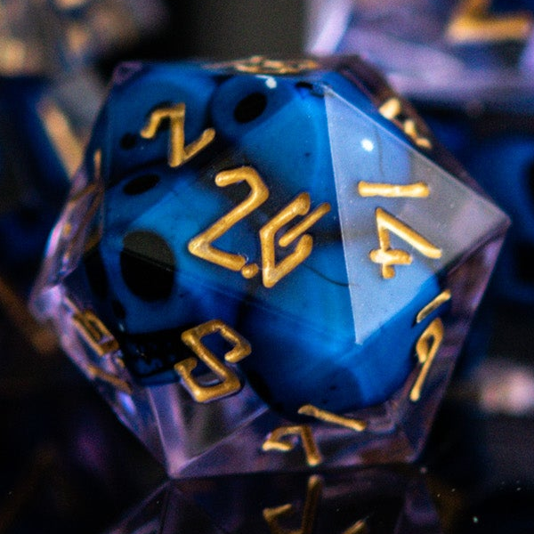 Corpse Blue and Lavender Sharp-Edged Resin Dice Set