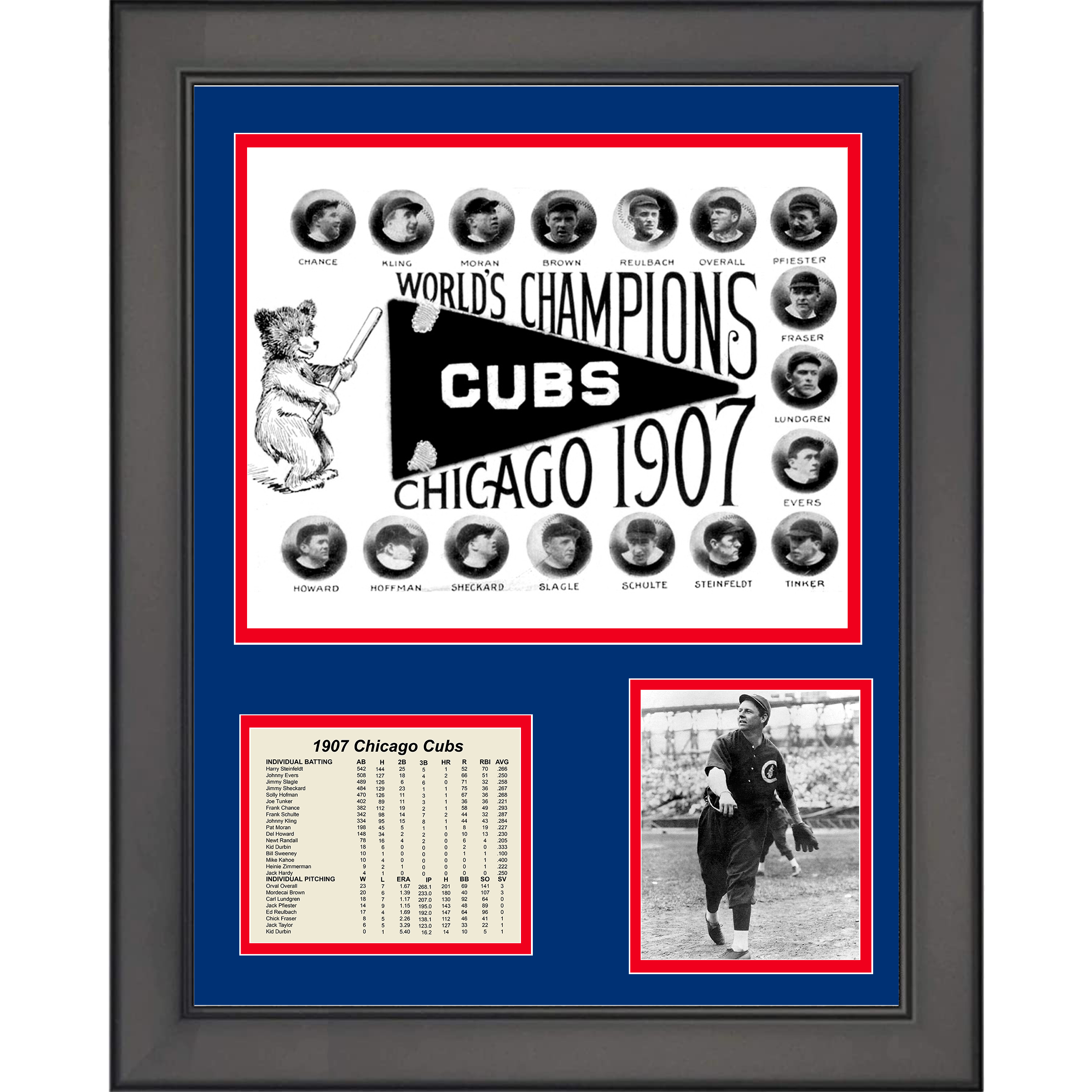 Framed Chicago Cubs 1907 World Series Champions 11"x14" Baseball Three Photo Collage