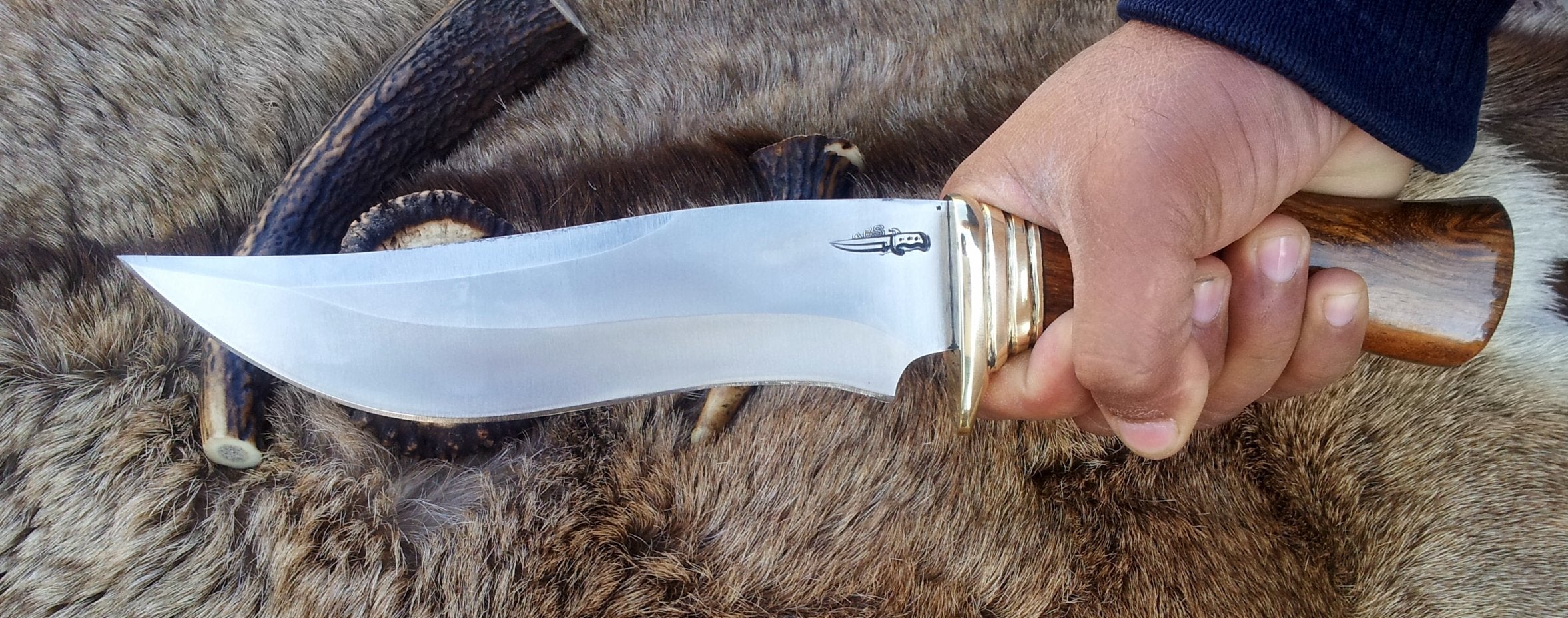 Custom Handmade Hunting Bowie Knife with D2 Steel Blade and Rosewood Handle - 12 Inches